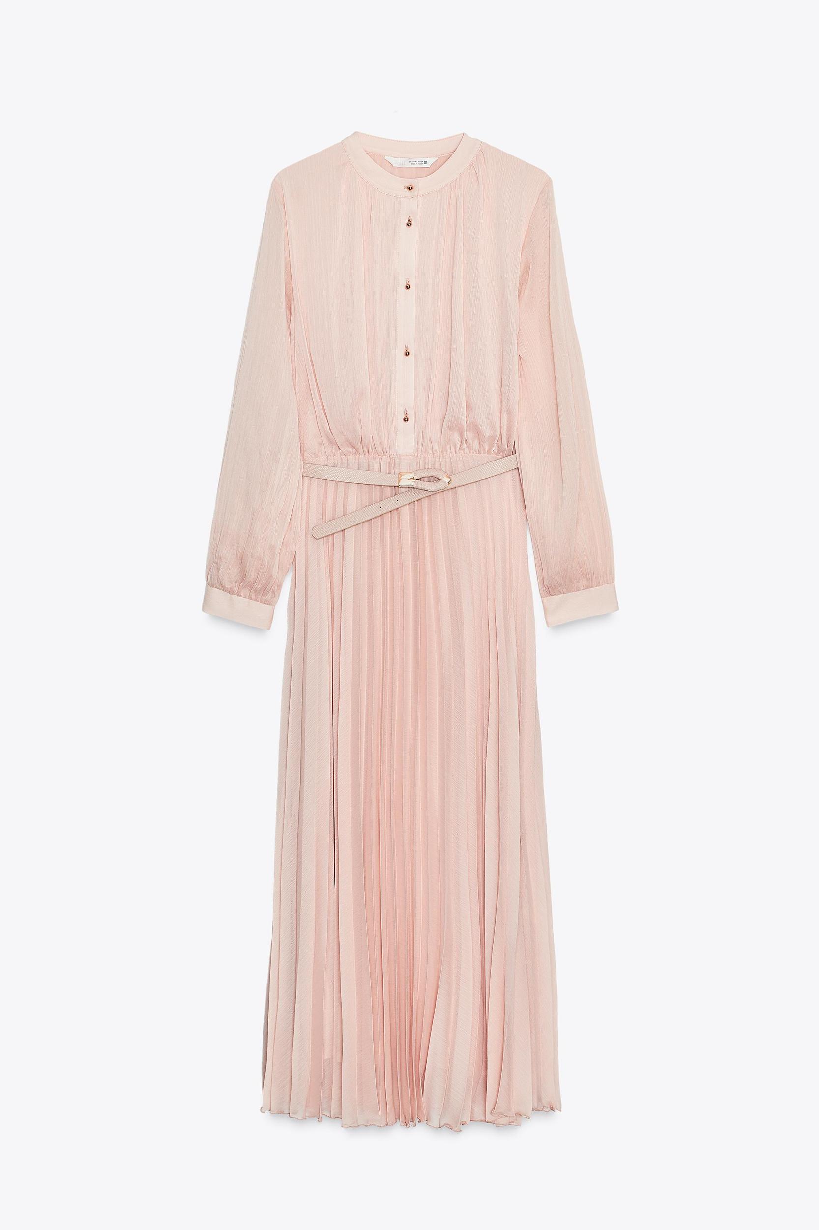 BELTED PLEATED MIDI DRESS Product Image