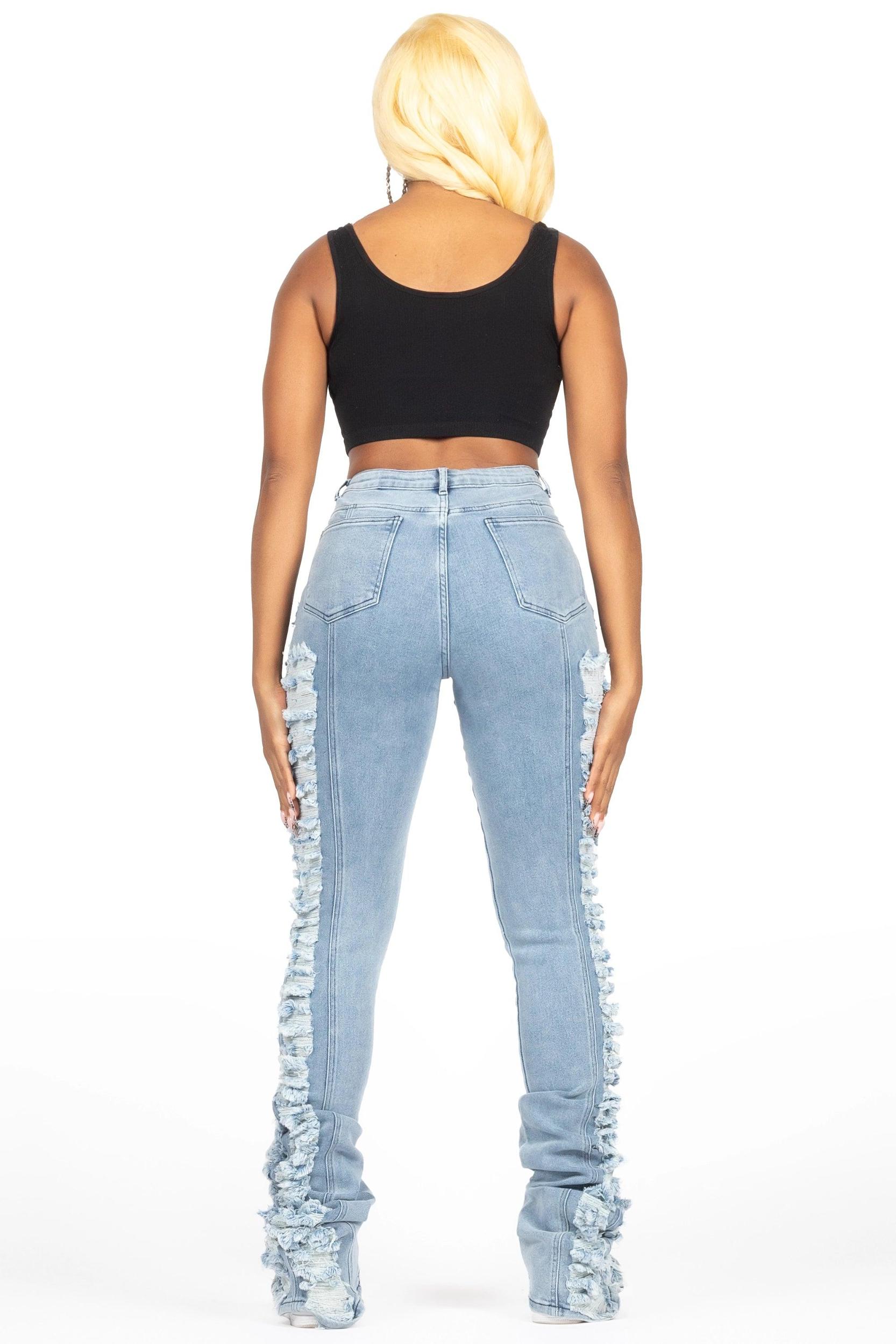 Erielle Light Wash Mega Distressed Super Stacked Jean Female Product Image