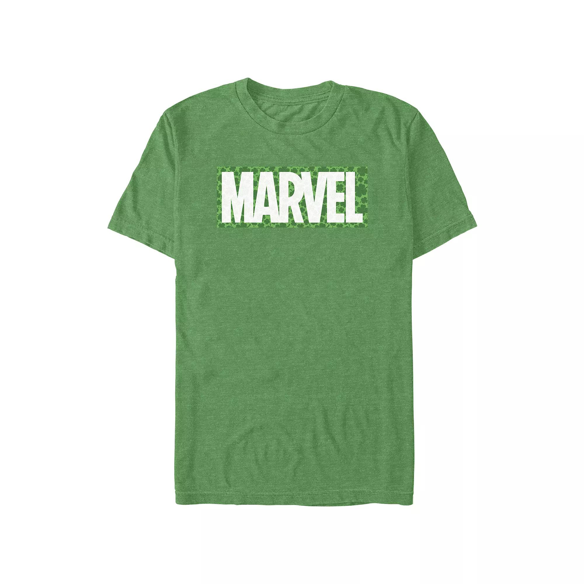 Men's Marvel Logo Clovers Background Graphic Tee,  Product Image