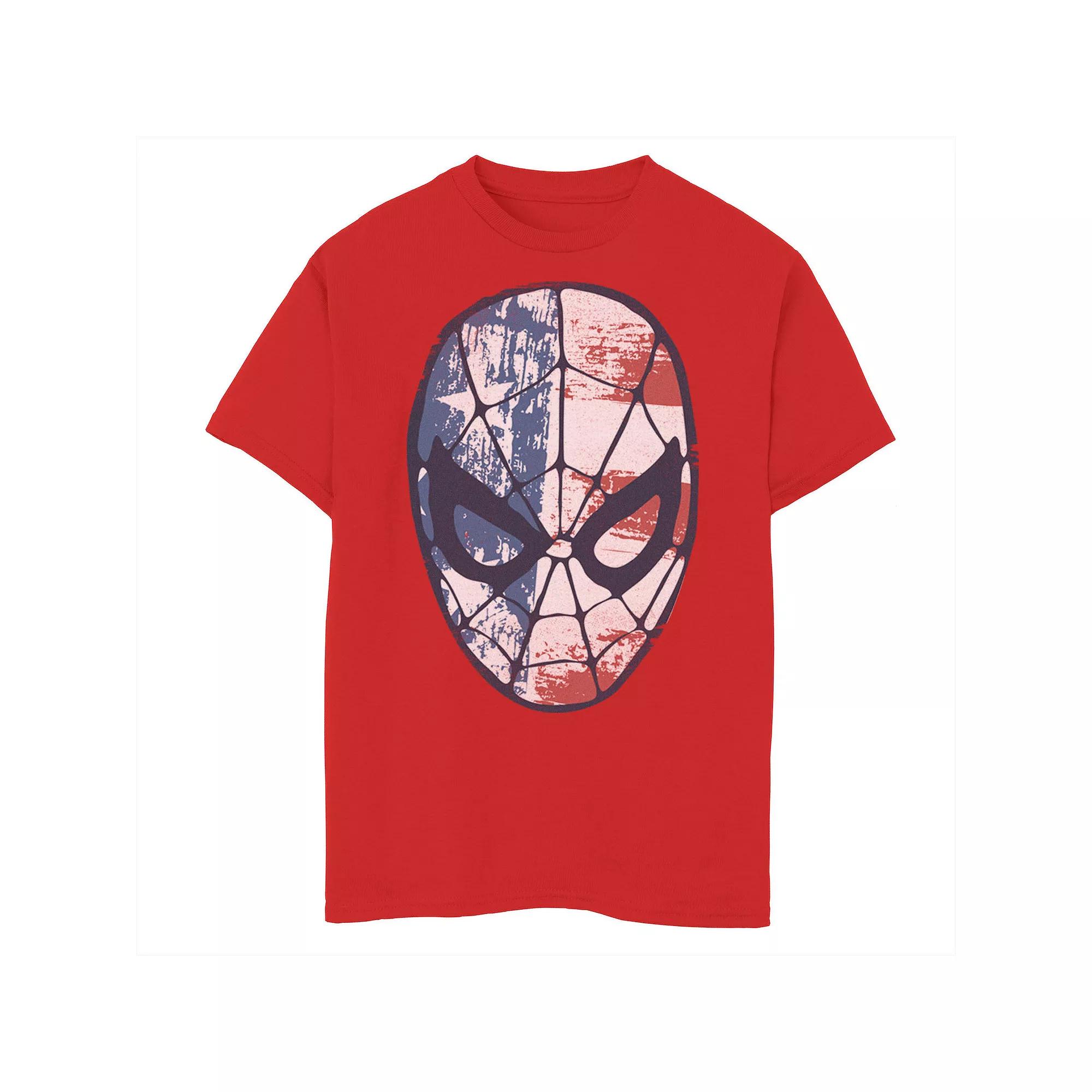 Boys 8-20 Marvel Spider-Man American Flag Face Vintage Graphic Tee, Boy's,  Product Image