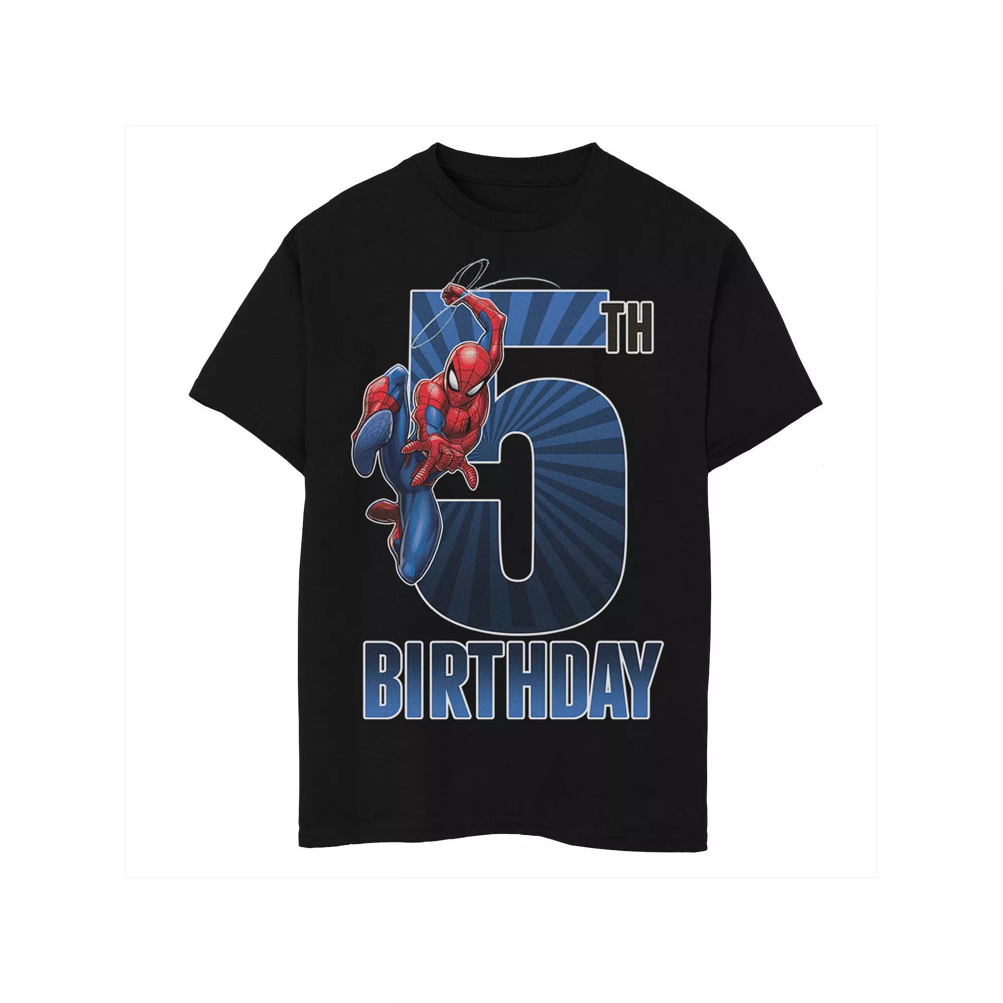 Boys Marvel Spider-Man Swinging 5th Birthday Husky Graphic Tee, Boy's,  Product Image