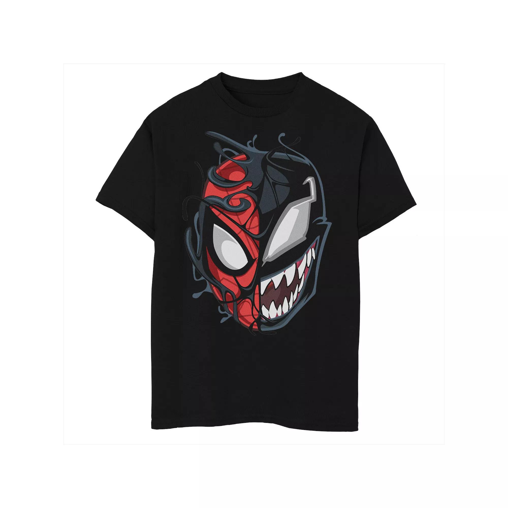 Boys 8-20 Marvel Spider-Man Peter Venom Split Face Tee, Boy's, Size: XL HUSKY, Black Product Image