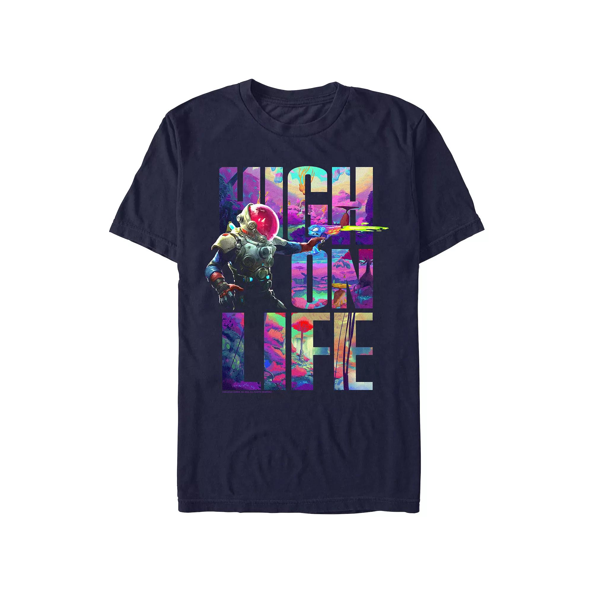 Men's High On Life Scenes Filled Logo Graphic Tee, Size: XS, Blue Product Image