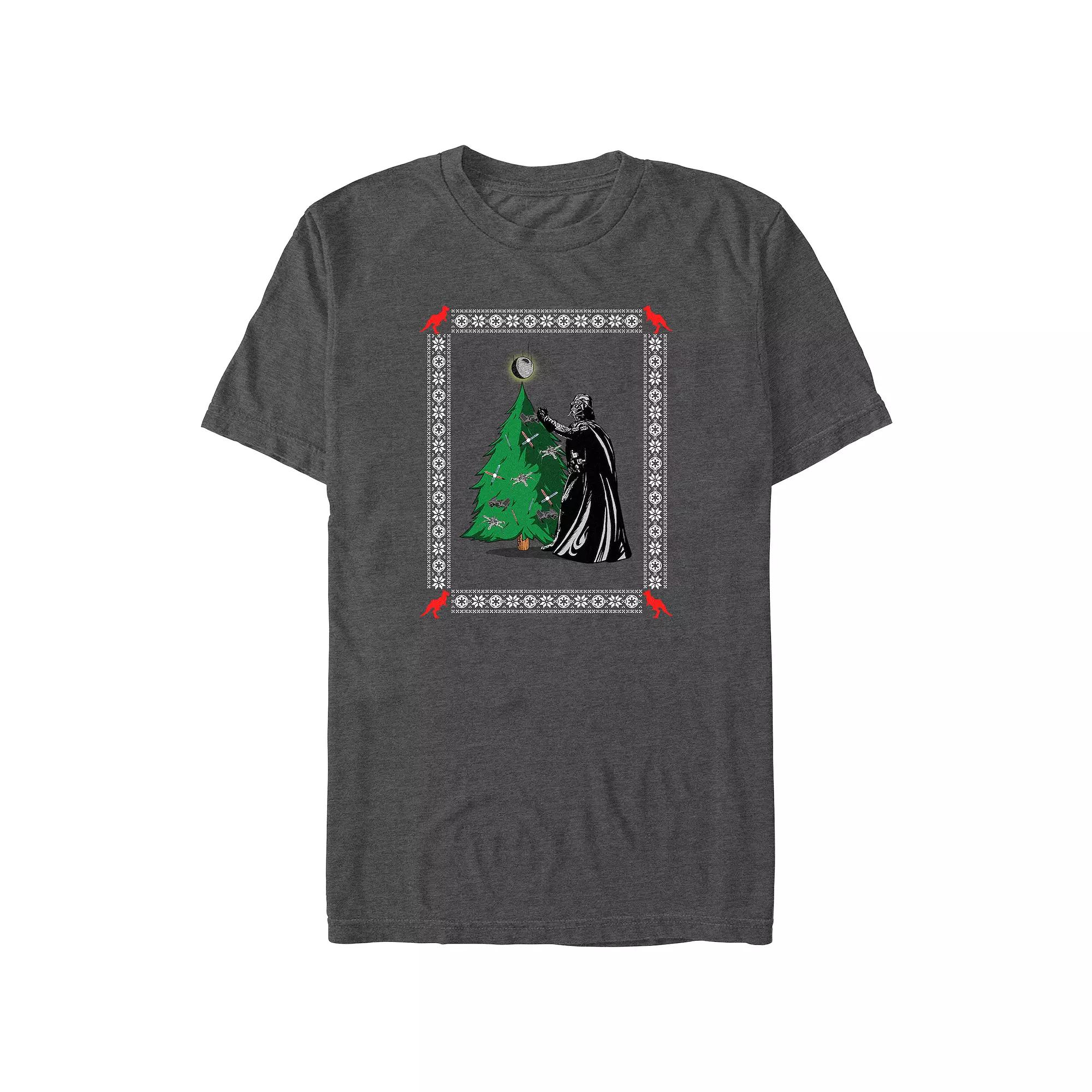 Big & Tall Star Wars Darth Vader Christmas Tree Decorating Graphic Tee, Men's,  Product Image