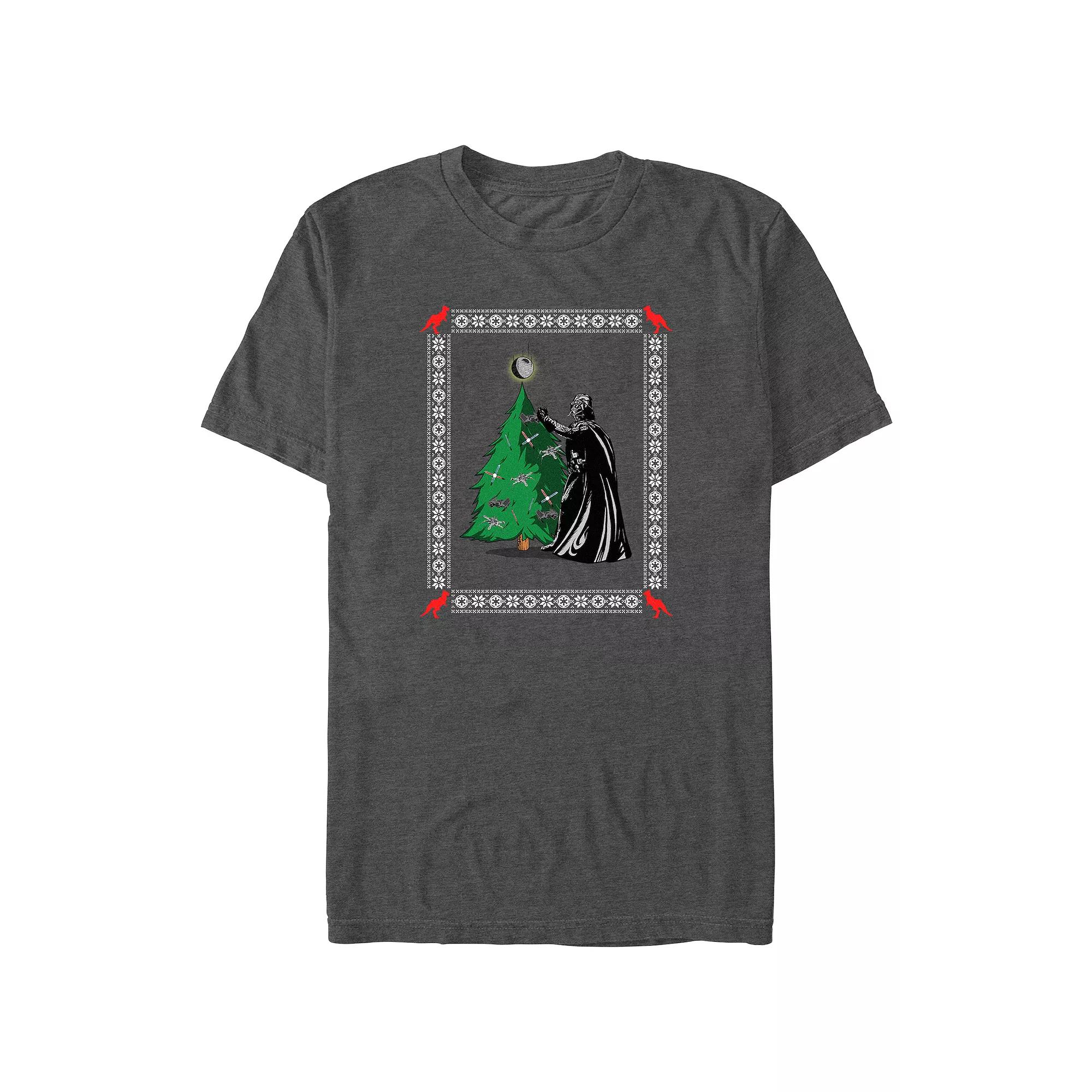 Big & Tall Star Wars Darth Vader Christmas Tree Decorating Graphic Tee, Men's,  Product Image