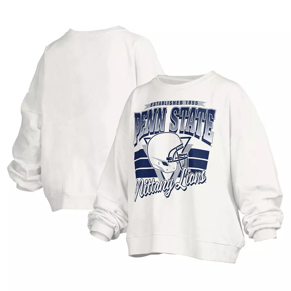 Women's Pressbox White Penn State Nittany Lions Janice Retro Logo Oversized Pullover Sweatshirt, Size: Small Product Image