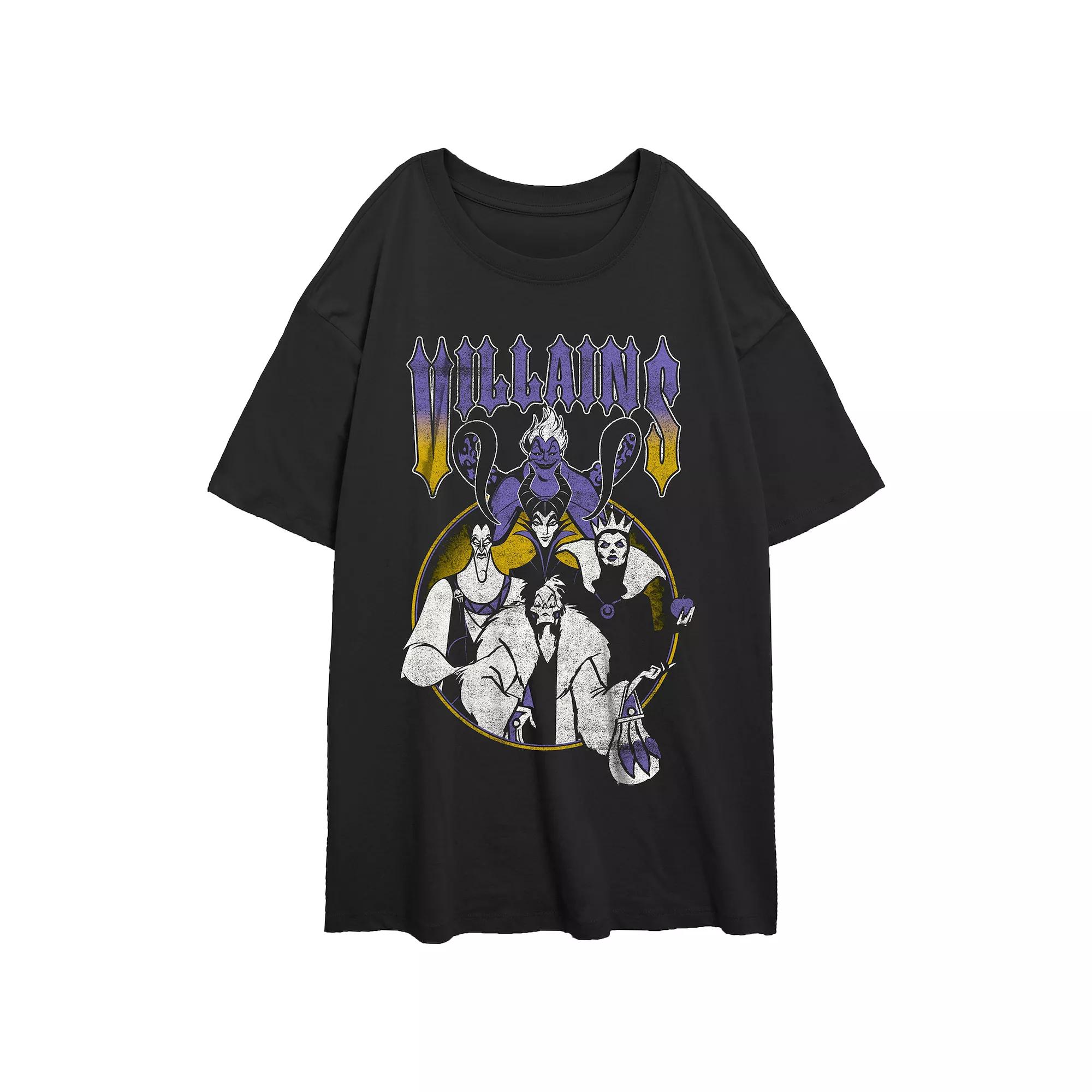 Disney Villains Juniors' Metal Style Cover Oversized Tee, Girl's, Size: XS, Black Product Image