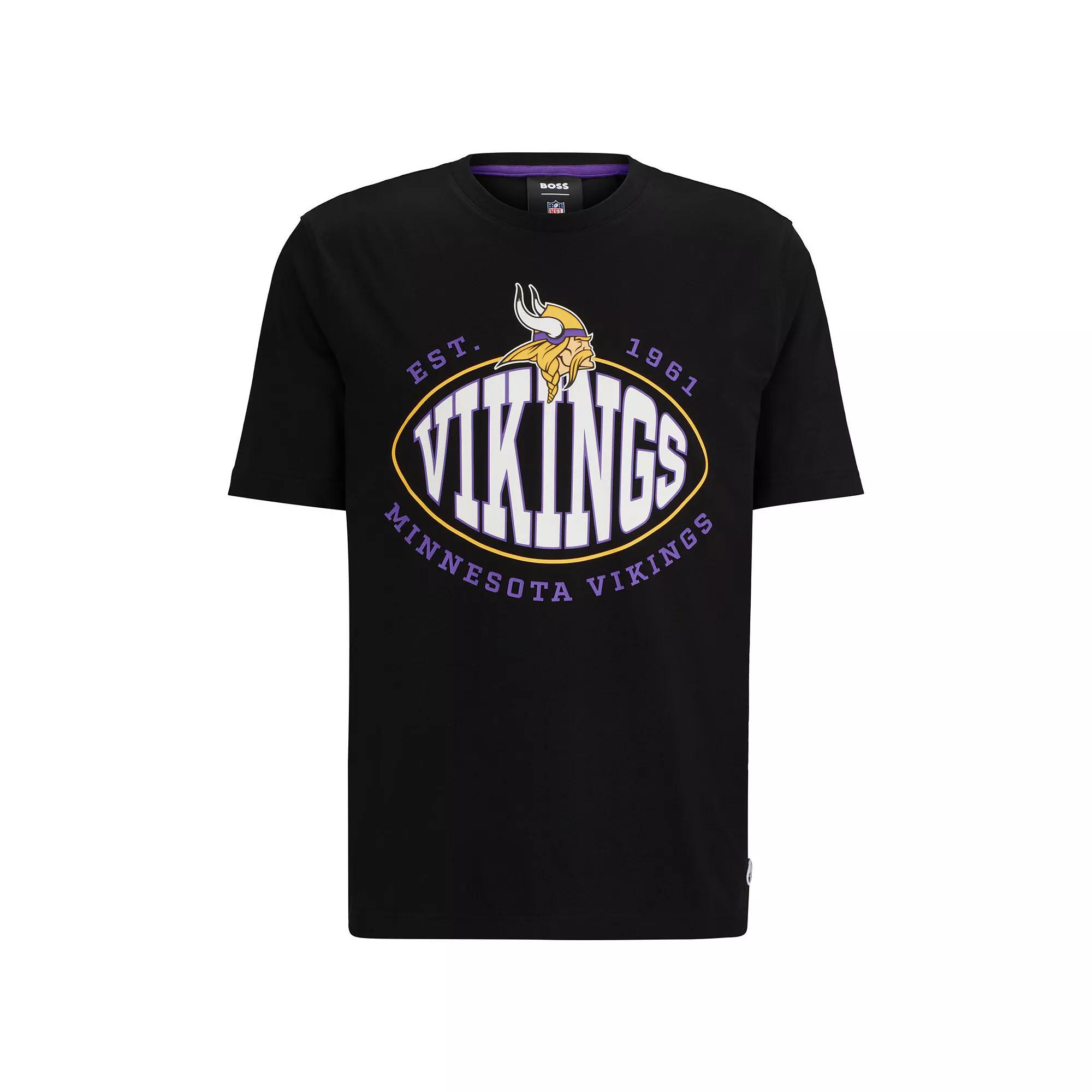 Men's BOSS X NFL  Black Minnesota Vikings Trap T-Shirt, Size: Large Product Image