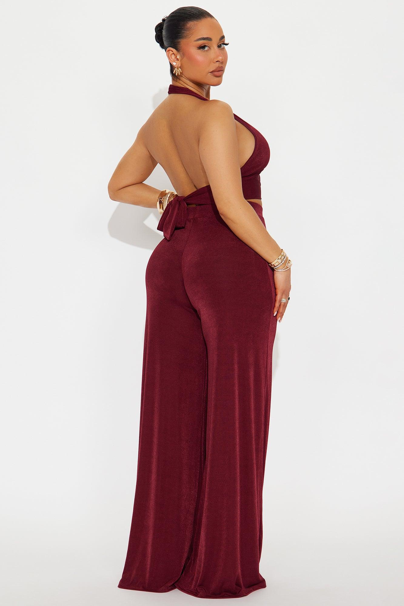 Fierce & Fabulous Pant Set - Burgundy Product Image