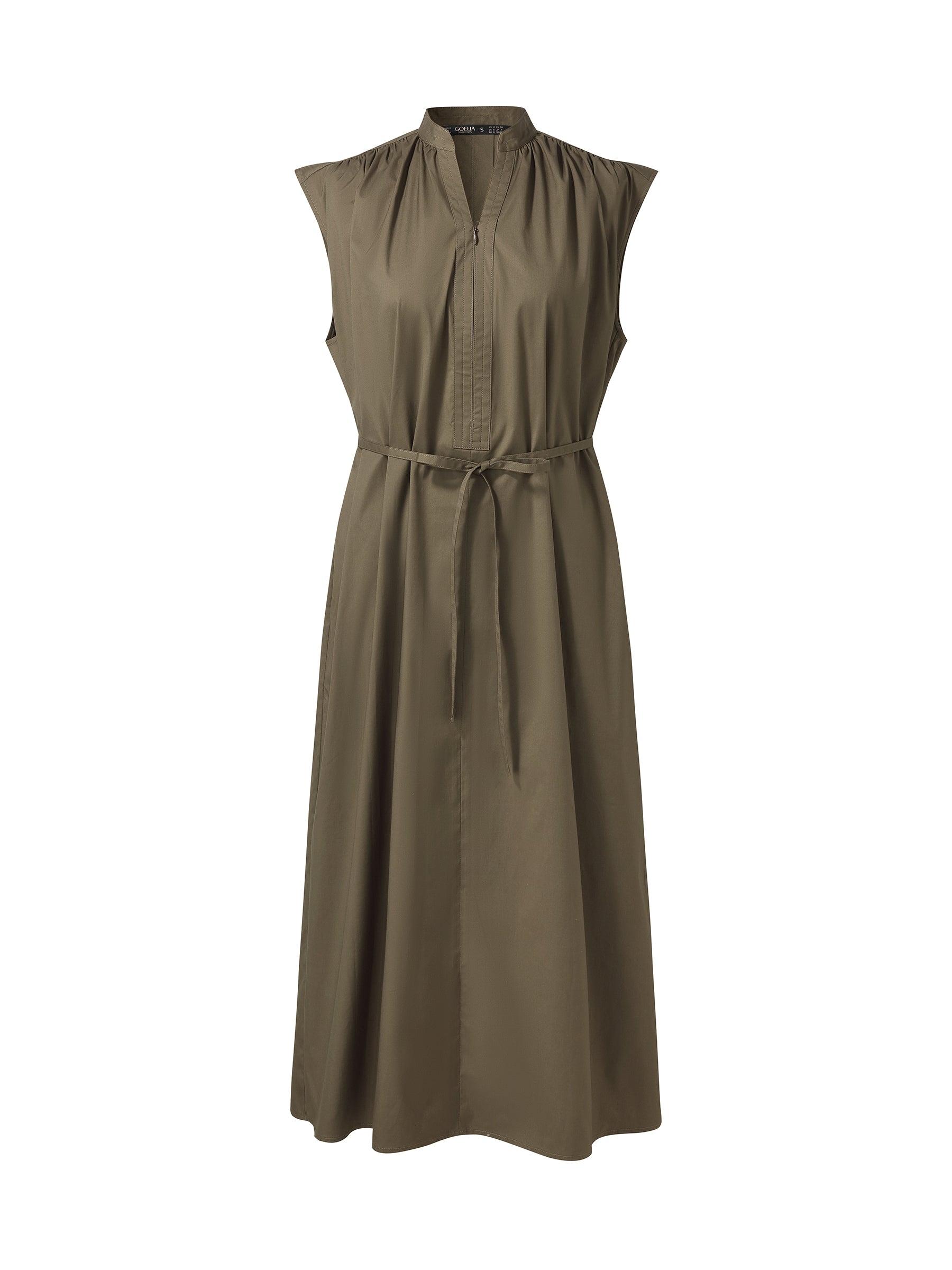 Cap Sleeve Adjustable V-Neck Women Maxi Dress With Belt Product Image