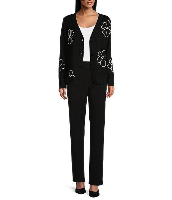Investments Petite Size Novelty Sketch Floral Long Sleeve Button Front Cardigan Product Image