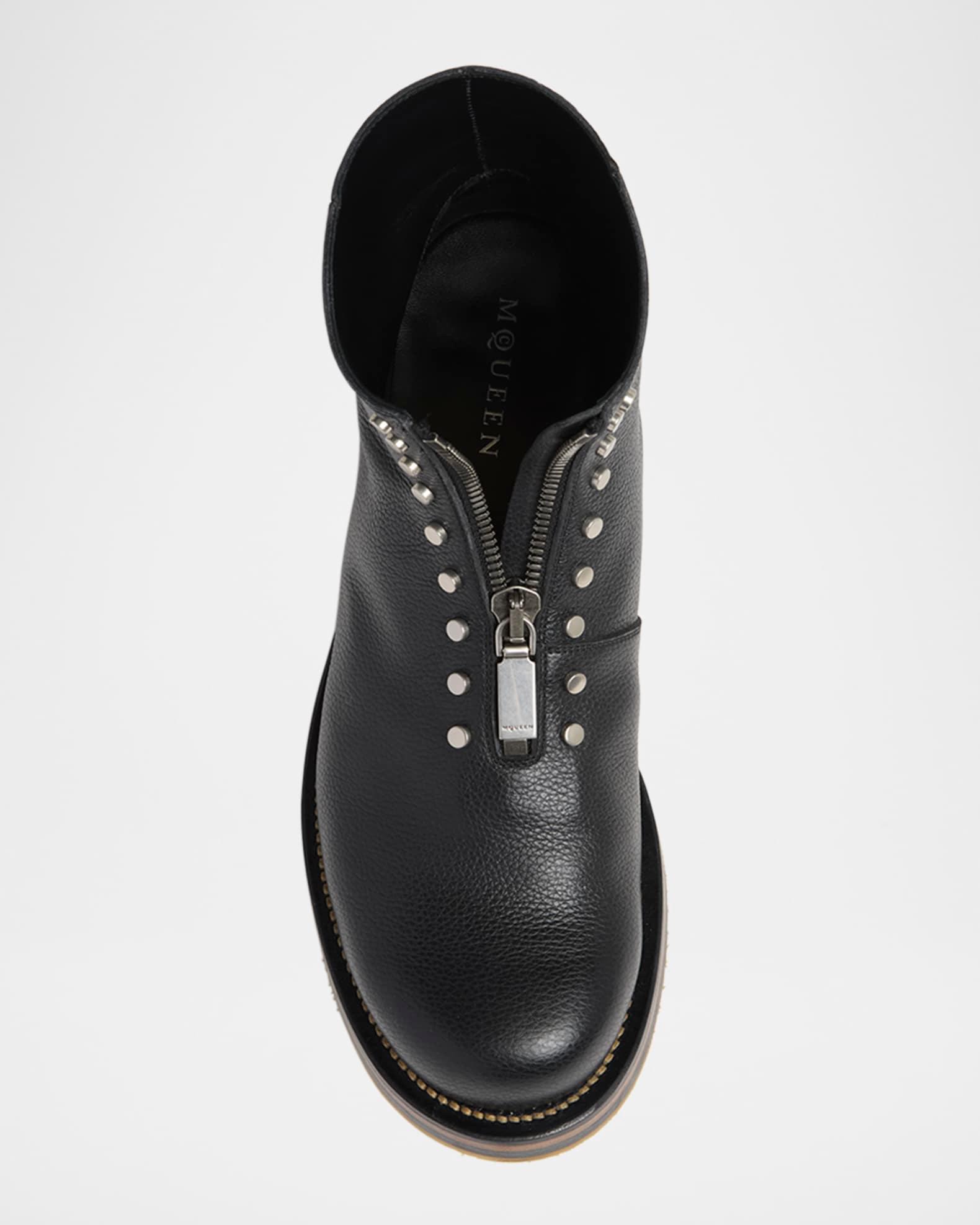 Men's Grained Leather Zip-Up Boots Product Image