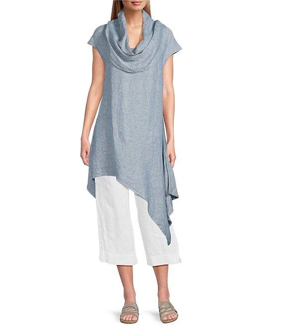Bryn Walker Noa Linen Cowl Neck Cap Sleeve Asymmetrical Tunic Product Image