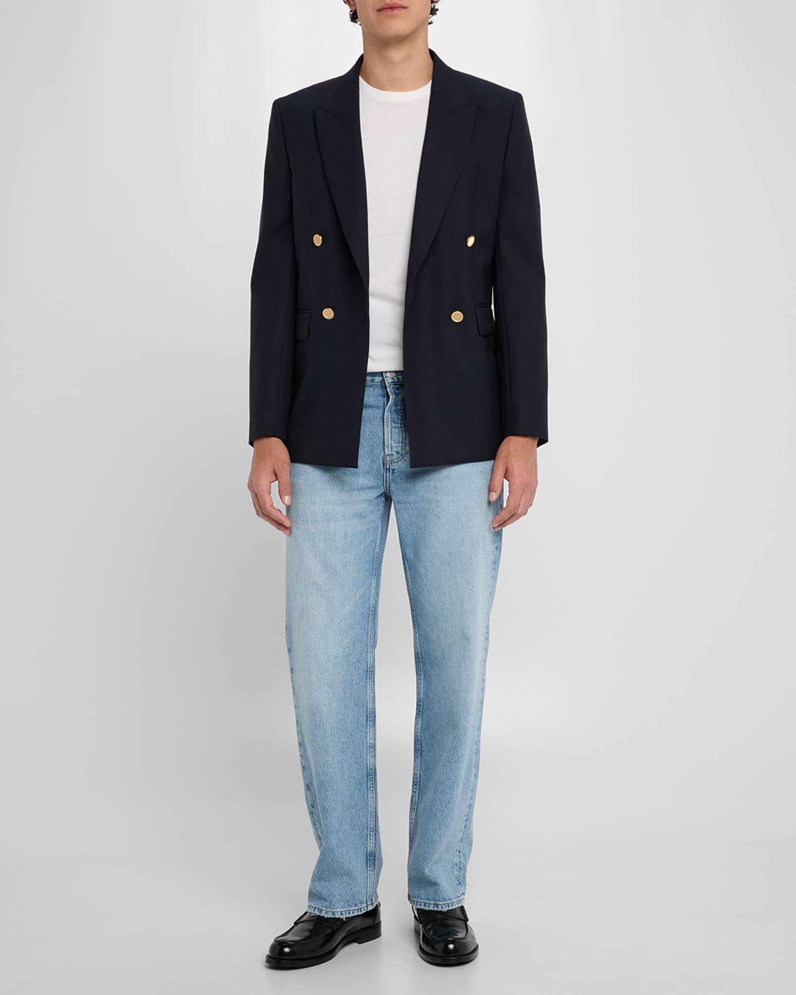 Men's Double-Breasted Wool Blazer Jacket Product Image