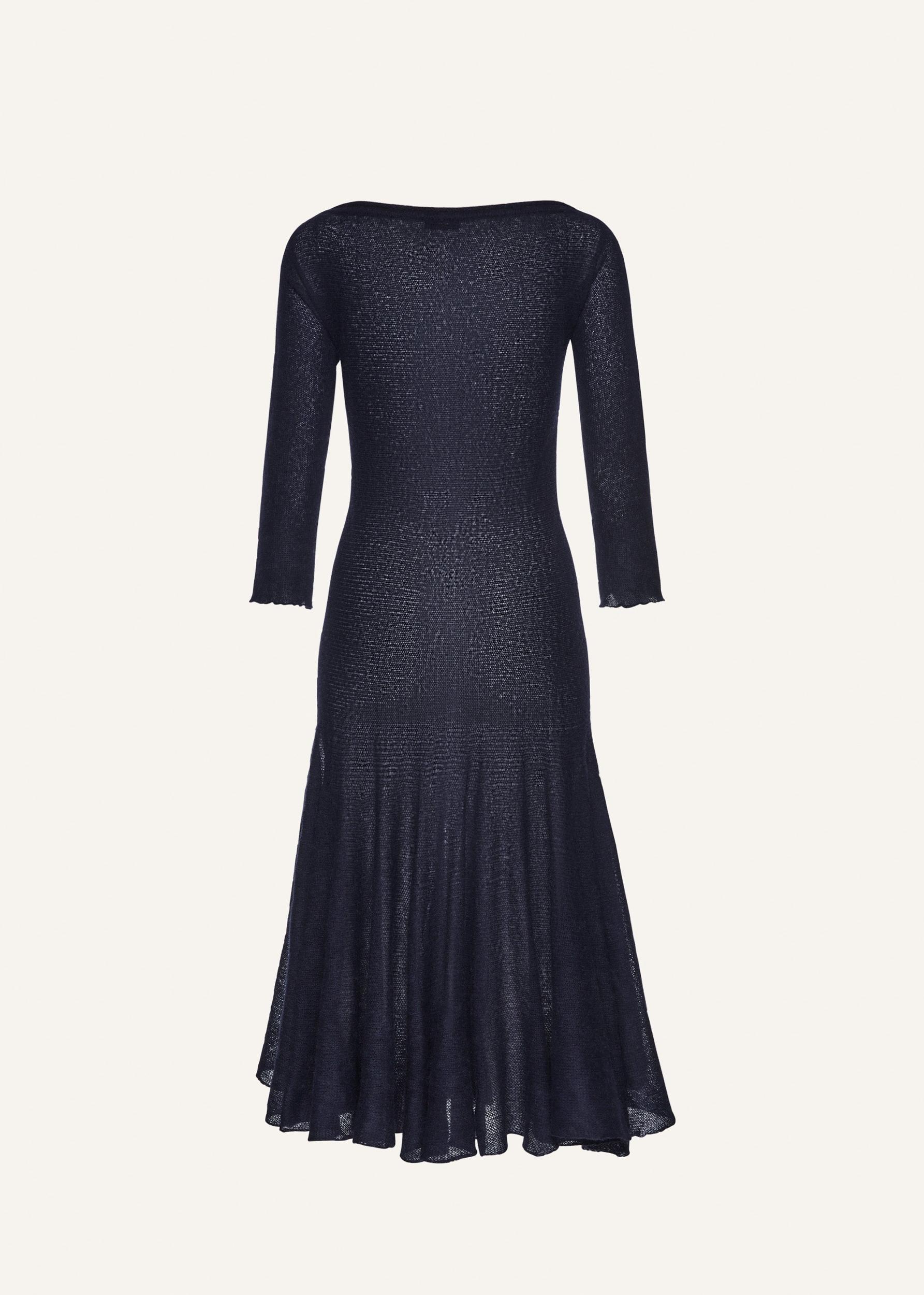Drop-waist knitwear dress in navy Product Image