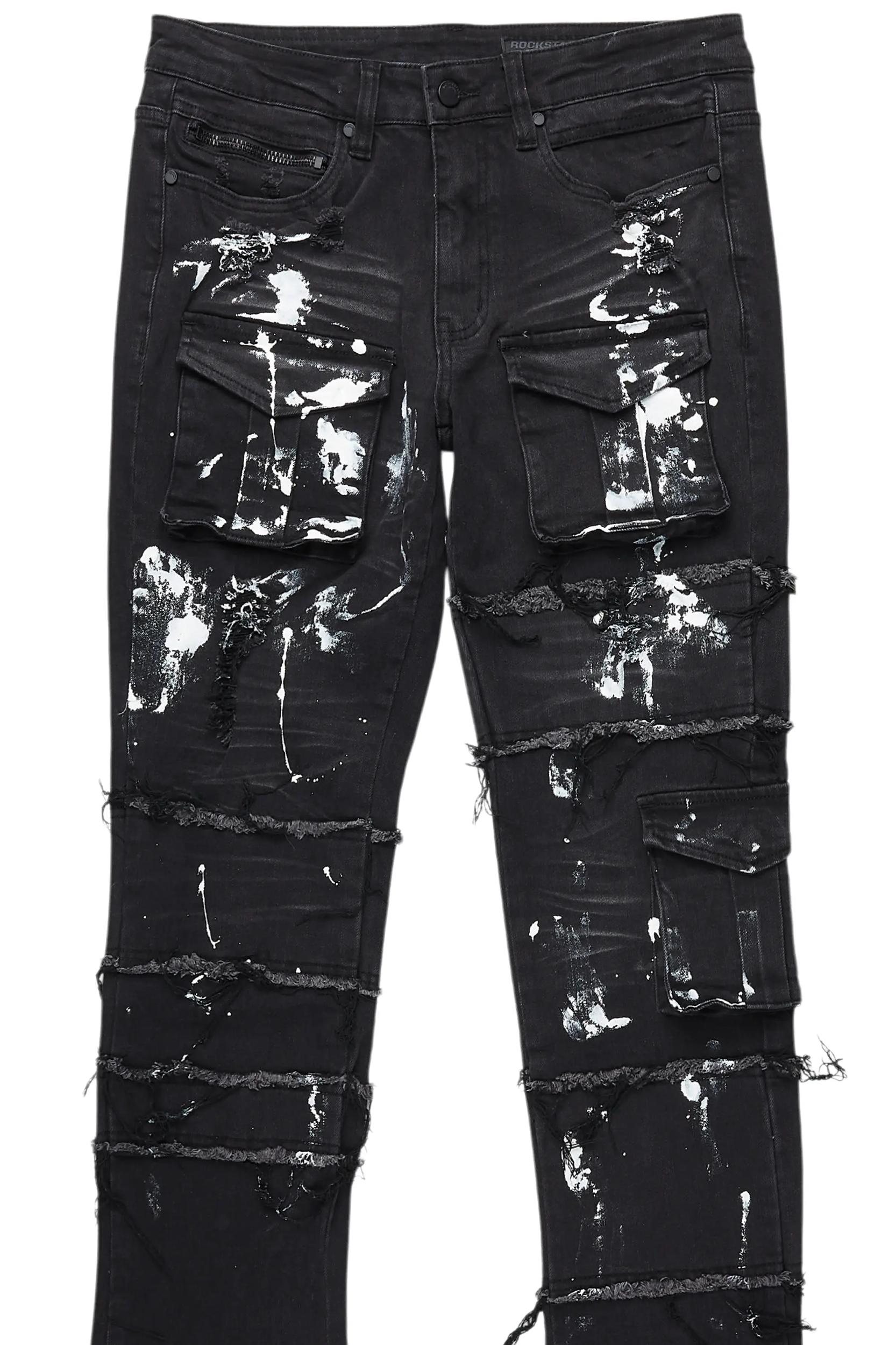 Folly Dark Grey Painter Stacked Flare Jean Male Product Image