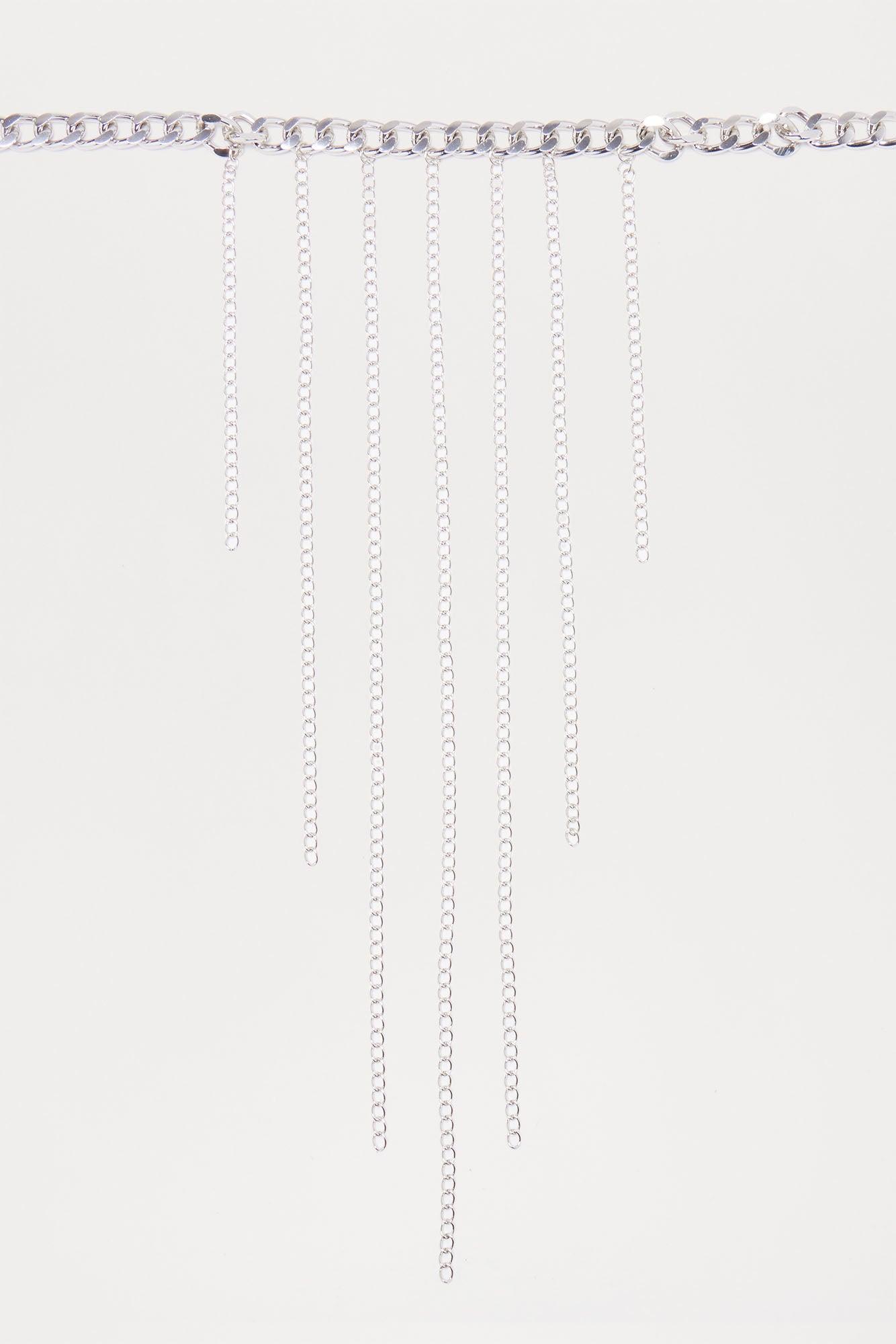 Waterfall Effect Metal Fringe Necklace - Silver Female Product Image