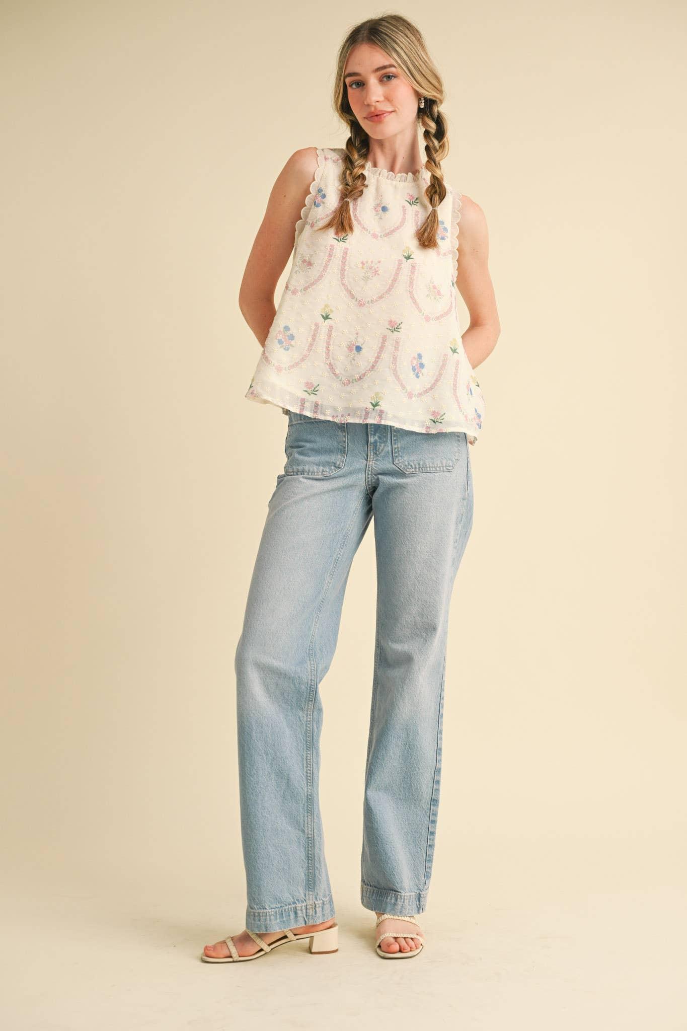 Embroidered Babydoll Top Product Image