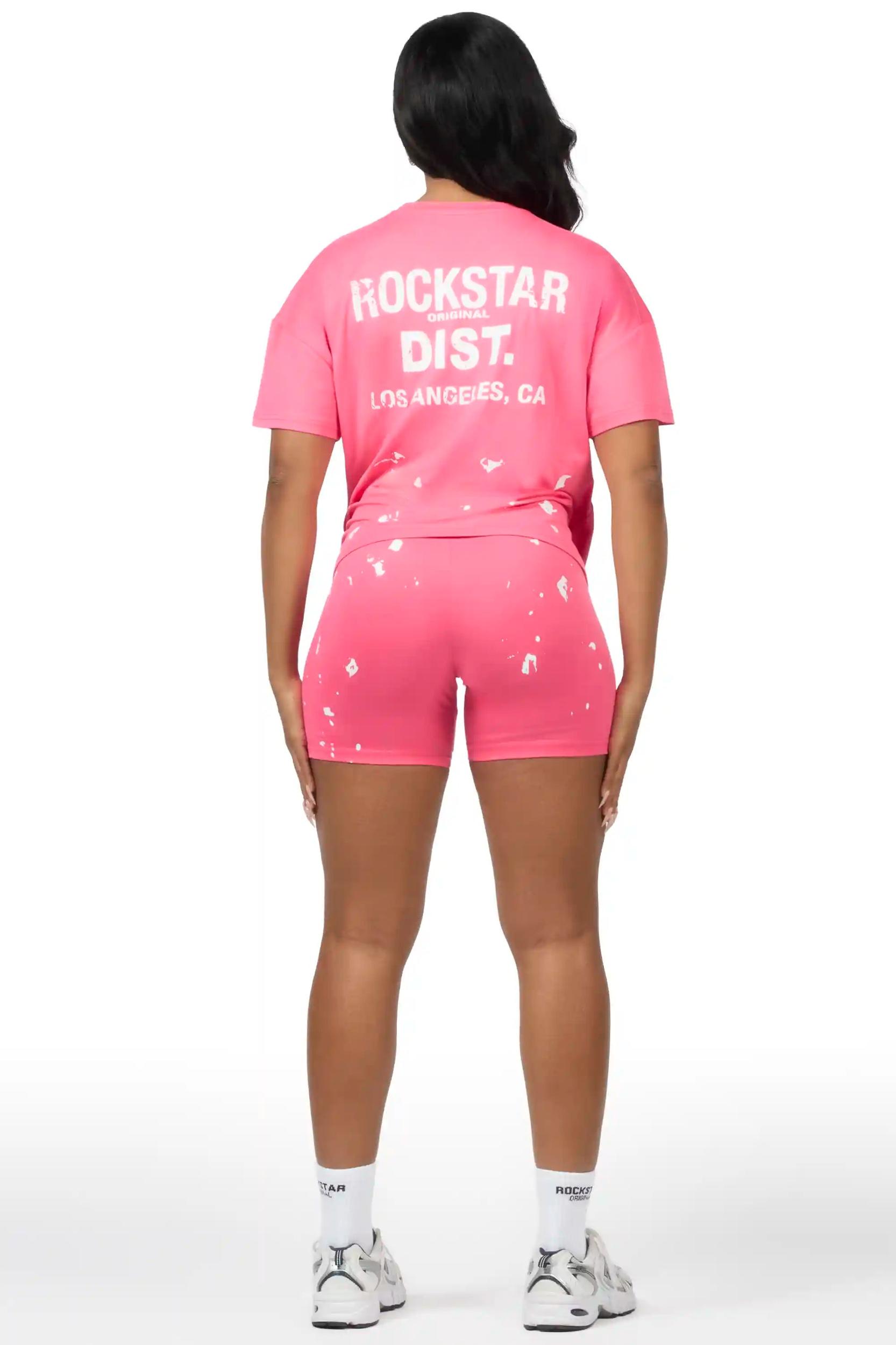 Living For It Fuchsia Bike Short Set Female Product Image