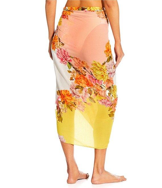 Antonio Melani Patchwork Floral Print Classic Self Tie Pareo Sarong Swim Cover-Up Product Image