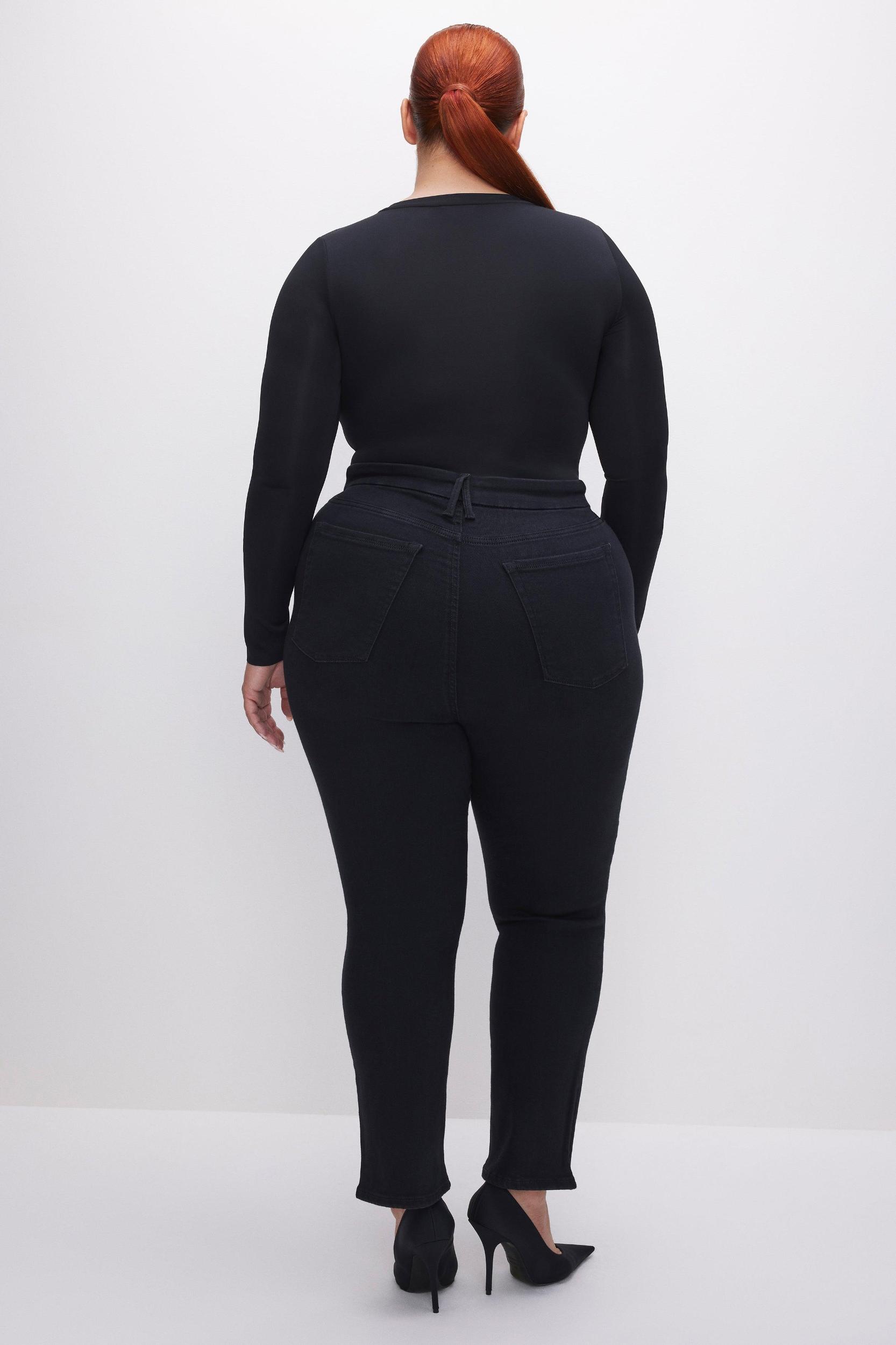POWER STRETCH PULL-ON STRAIGHT JEANS | BLACK001 Product Image