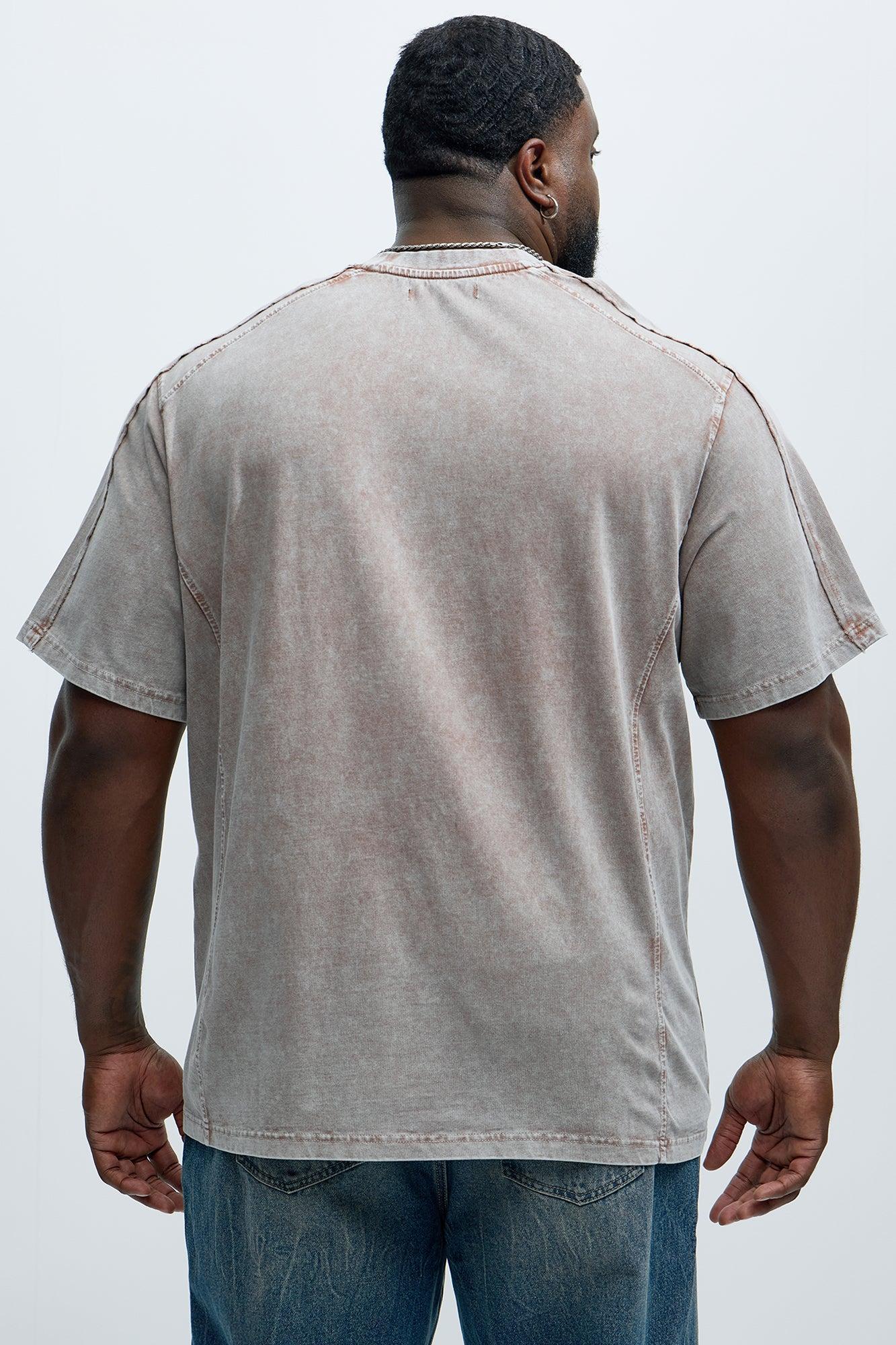 Paneled Acidwash Oversized Tee - Mauve Product Image