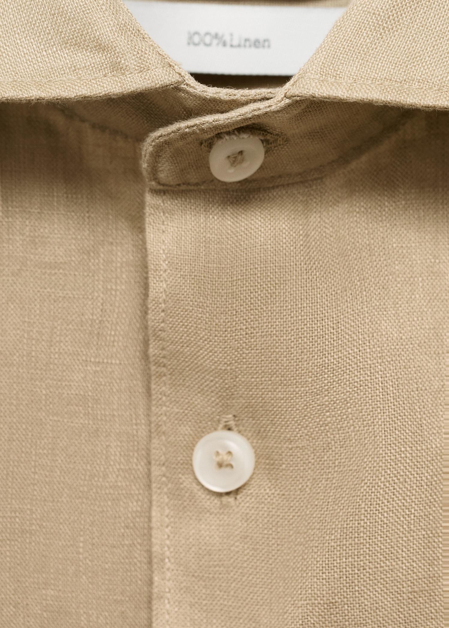 100% linen slim-fit shirt - Men | MANGO USA Product Image