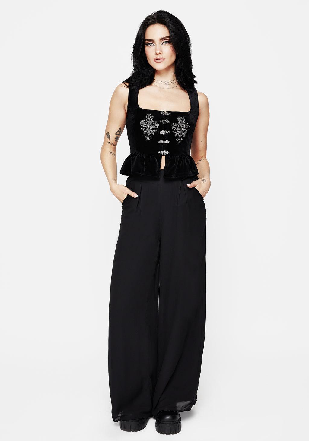 Hellebore Floral Embroidered Waistcoat Top Product Image