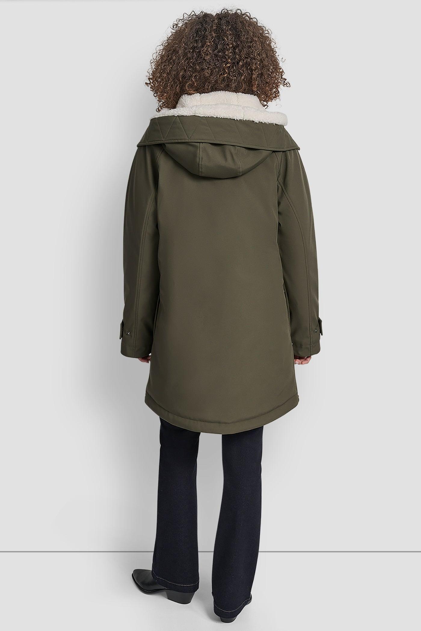 MID LENGTH FLEXTECH COAT WITH FUR HOOD Product Image