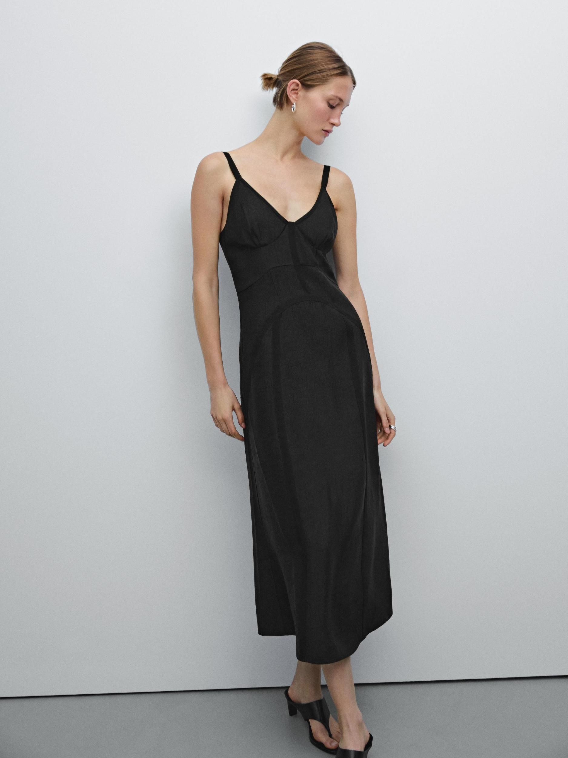 Camisole midi dress with seam details Product Image