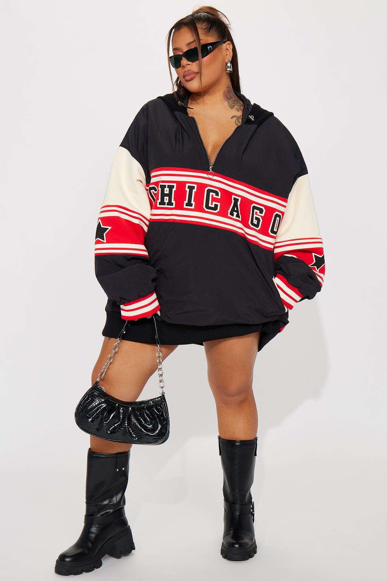 Chi Town Hooded Bomber Jacket - Red/combo Product Image