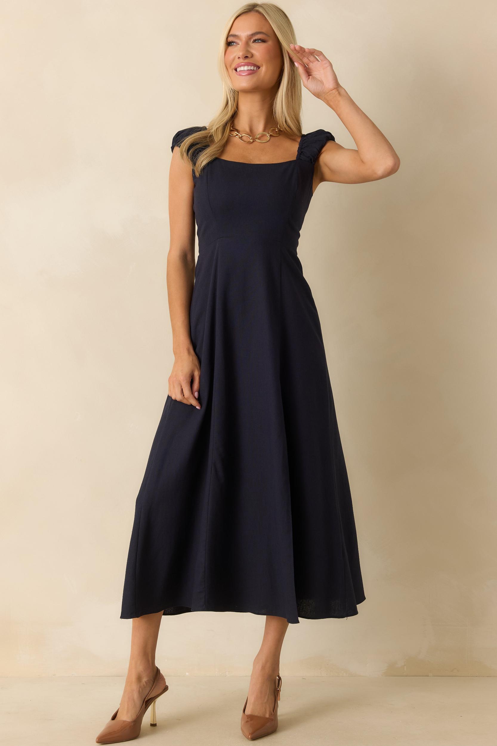 Radiant Reverie Navy Midi Dress Product Image