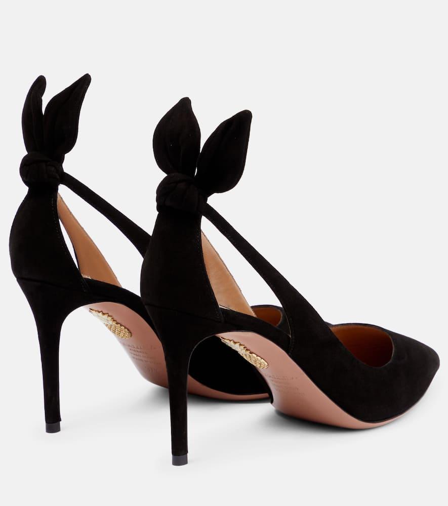 AQUAZZURA Bow Tie 85 Suede Pumps In Black Product Image
