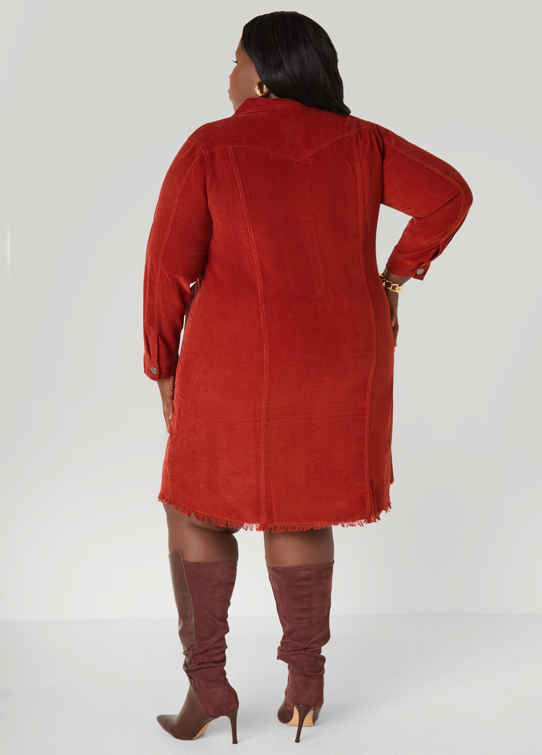 Frayed Corduroy Shirtdress Product Image