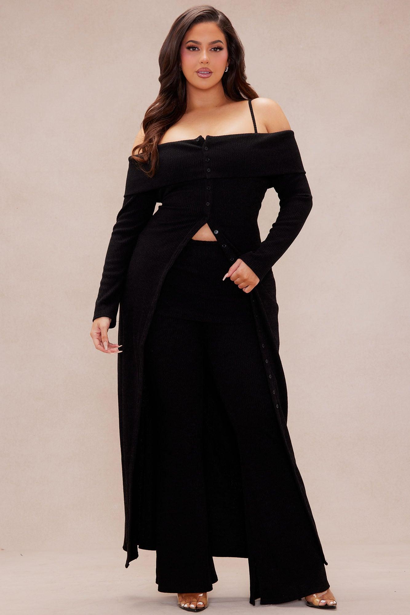 Serenity Maxi Sweater Pant Set - Black Product Image