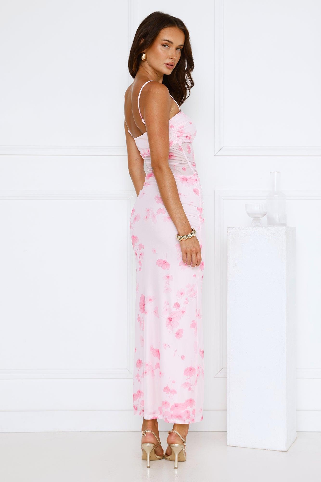 Frosted Glam Mesh Maxi Dress Pink Product Image