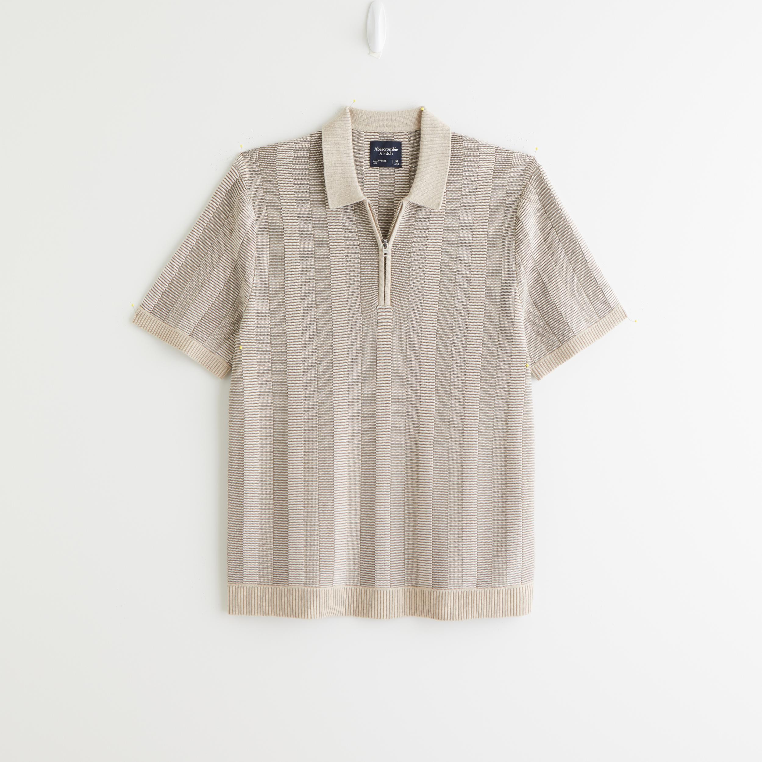 Contrast Textural Zip Sweater Polo Product Image