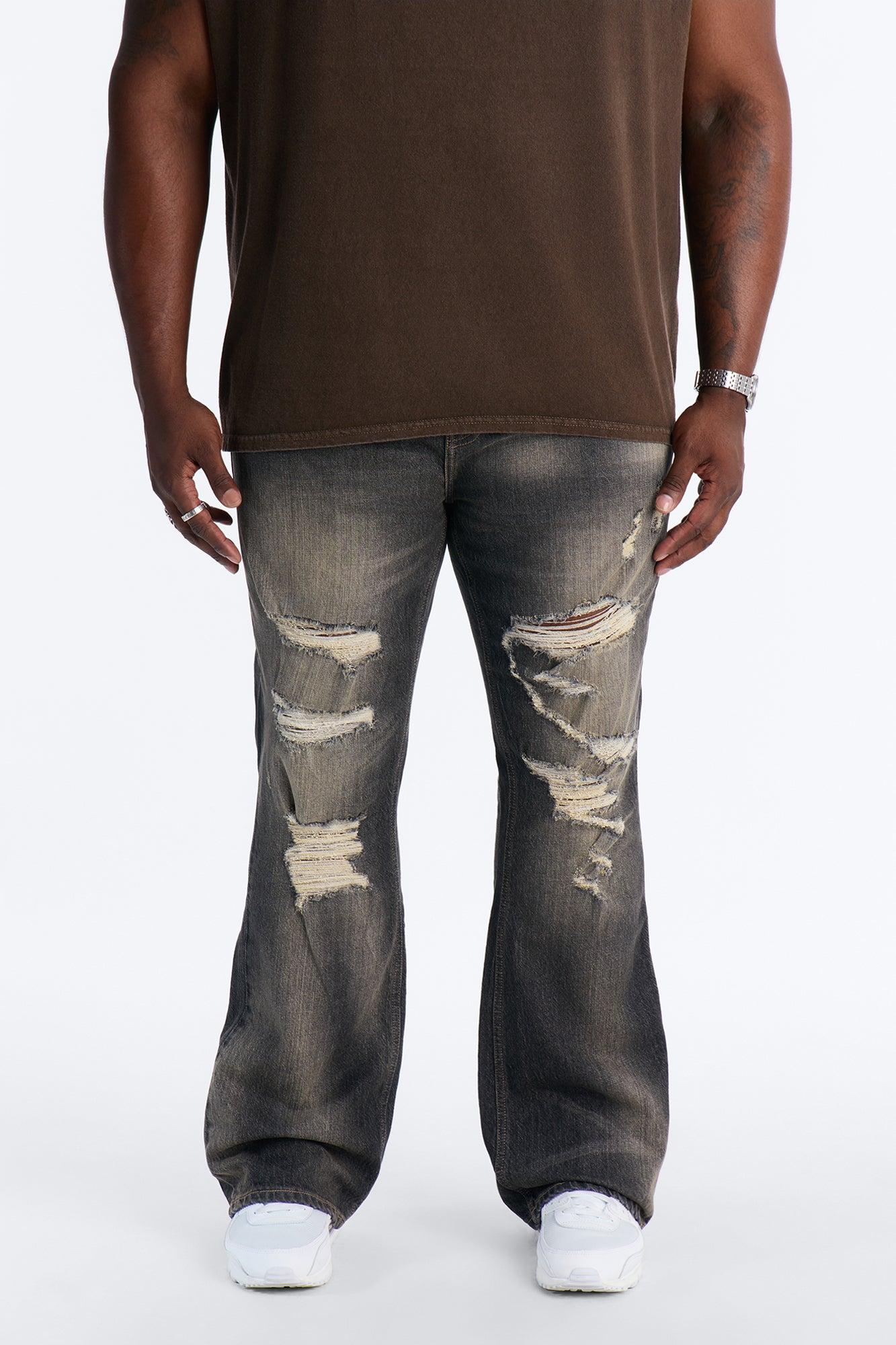 Stacked Slim Flare Make It Distressed Jean - Black Wash Male Product Image