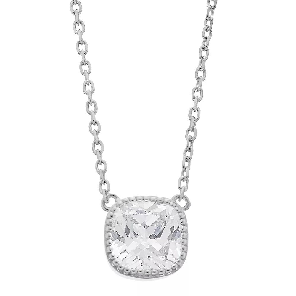 Rosabella Sterling Silver Cubic Zirconia Faceted Square Cushion Link Necklace, Women's, Size: 18" Product Image