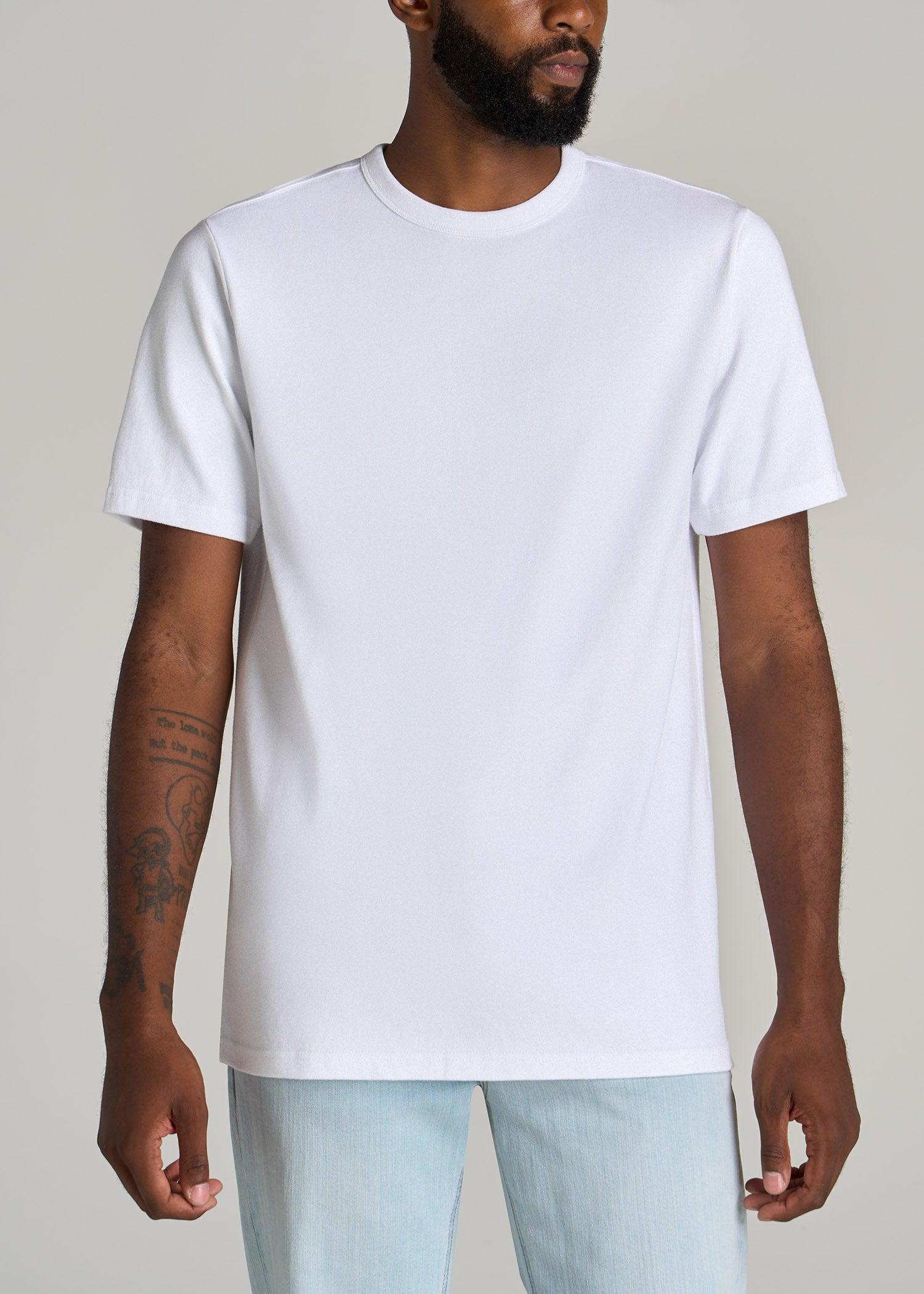 LJ&S Heavyweight Relaxed Fit Tee for Tall Men in White Male Product Image