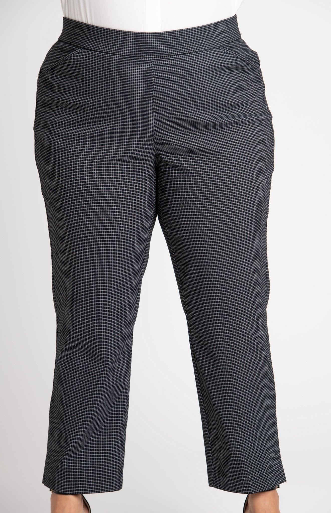 Roz & Ali™ Superstretch Black Grid Pull On Ankle Pants - Plus Product Image