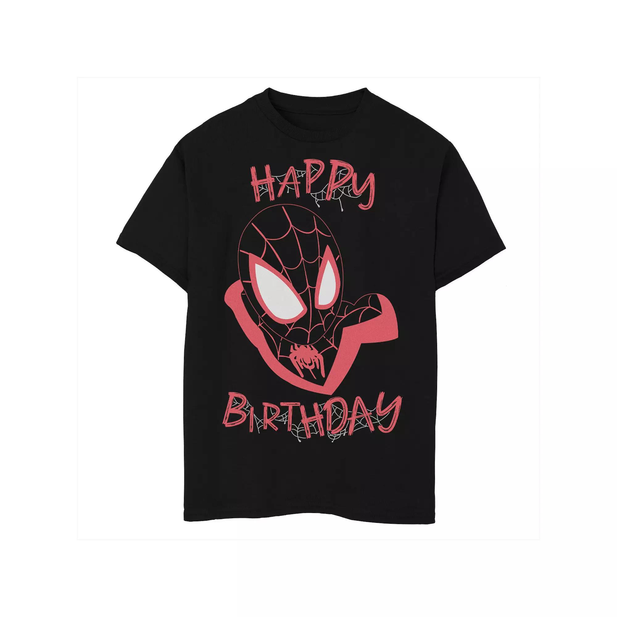 Boys Marvel Spider-Man Miles Morales Happy Birthday Husky Graphic Tee, Boy's,  Product Image