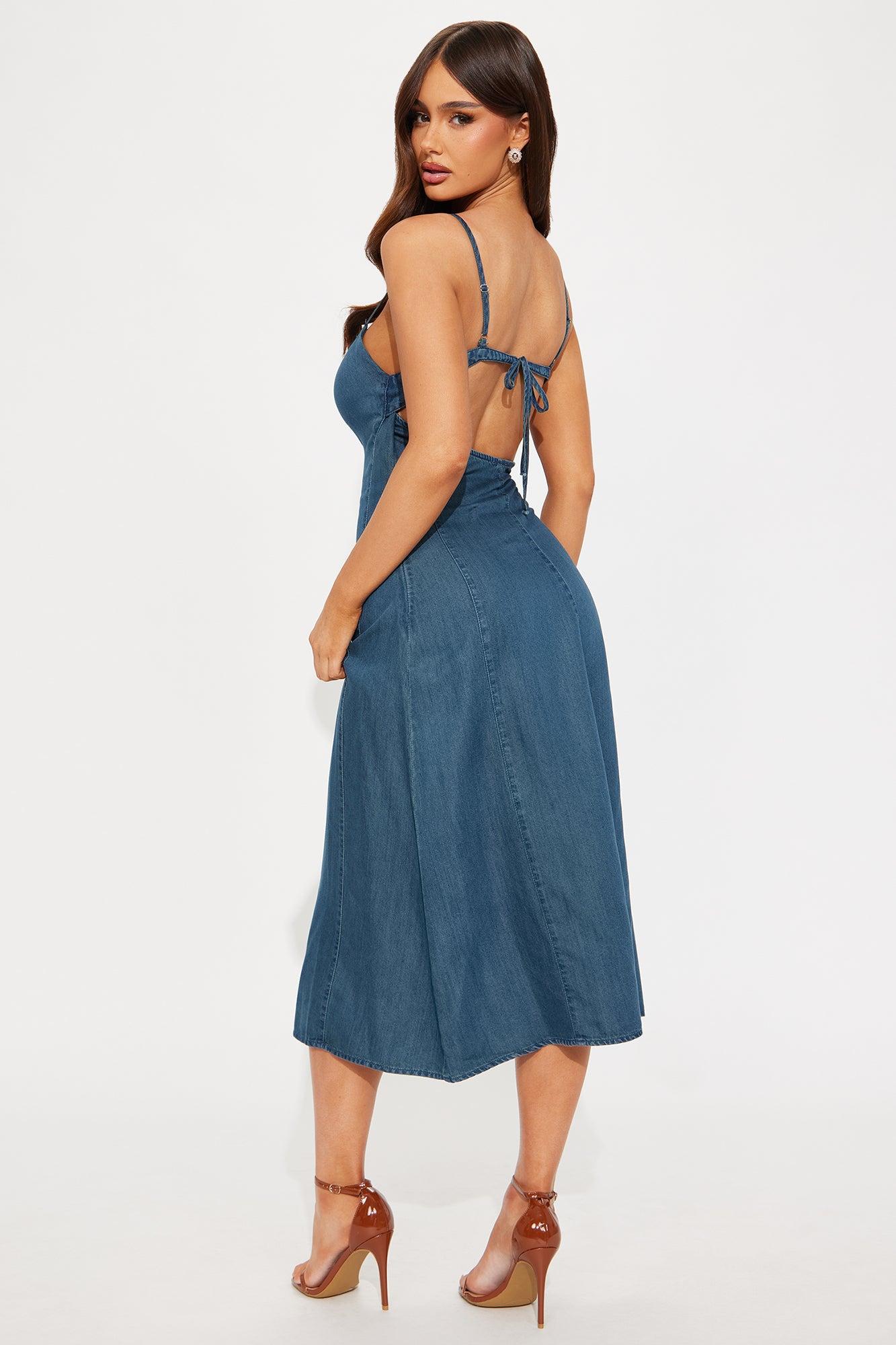 Yara Denim Midi Dress - Medium Wash Female Product Image