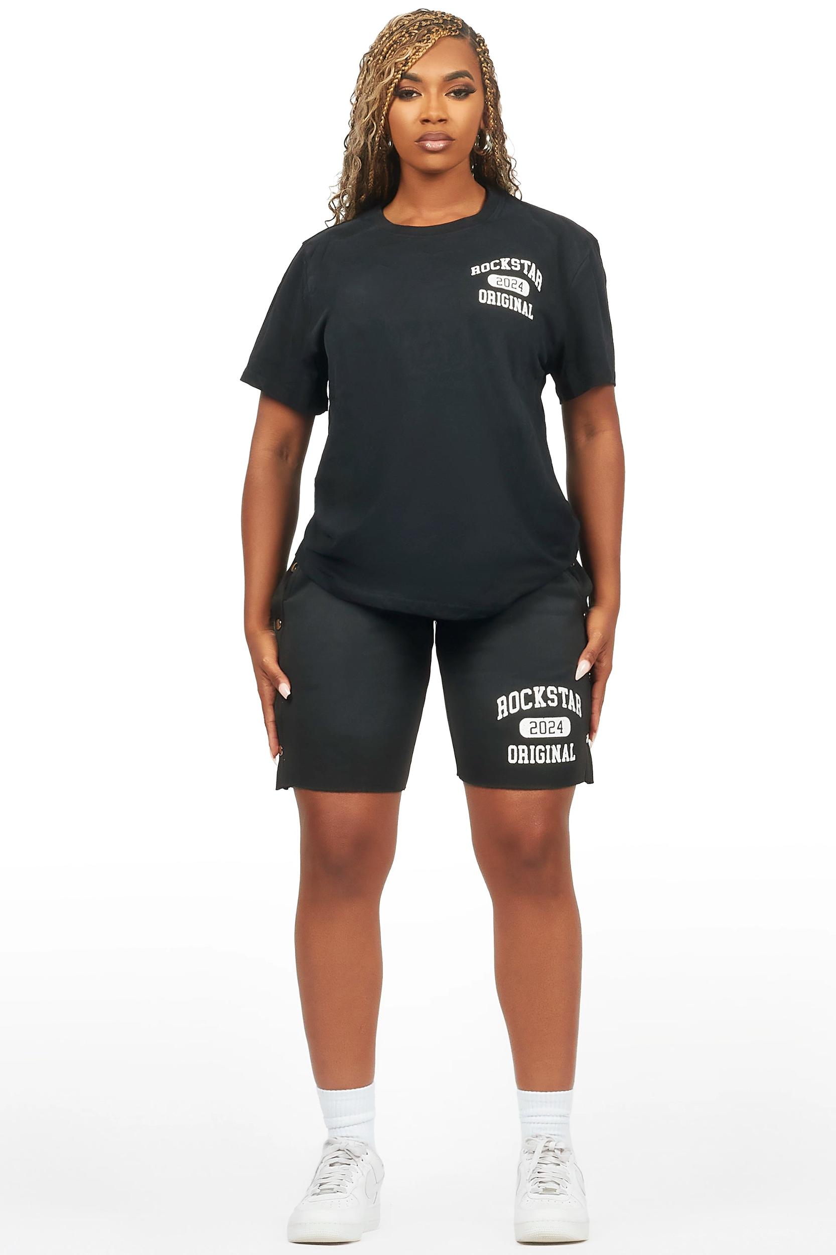 Lionela Black T-Shirt Snap Short Set Female Product Image