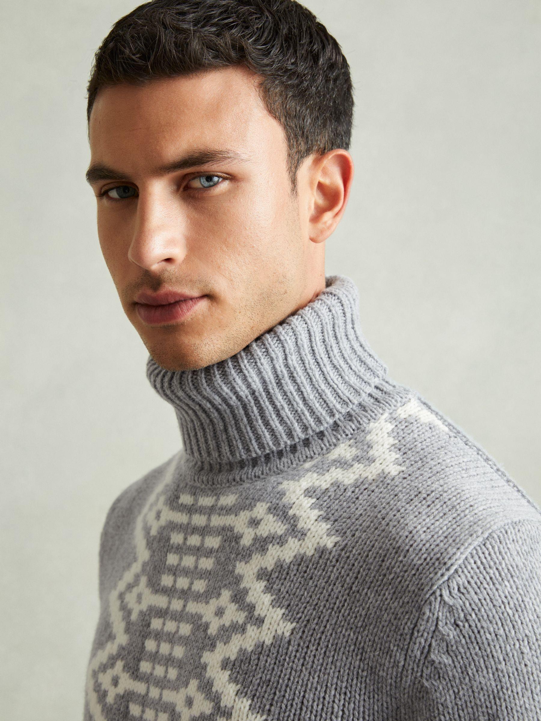 Wool-Blend Roll-Neck Jumper in Grey Product Image