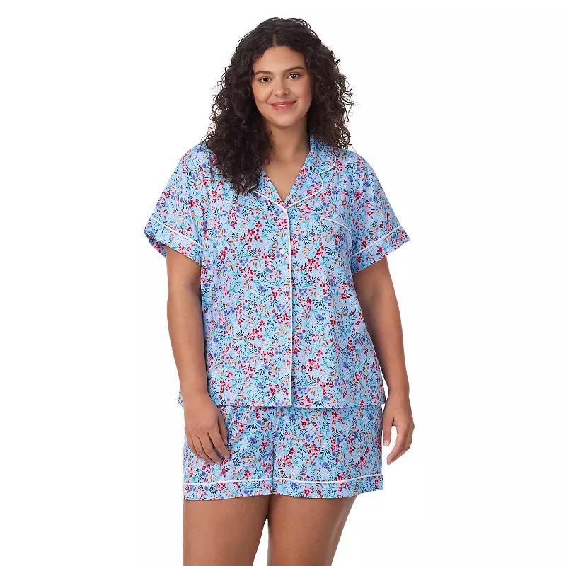 Plus Size Draper James 2-Piece Short Sleeve Notch Pajama Top & Pajama Shorts Set, Women's, Size: 1XL, Lt Blue Field Flower Product Image