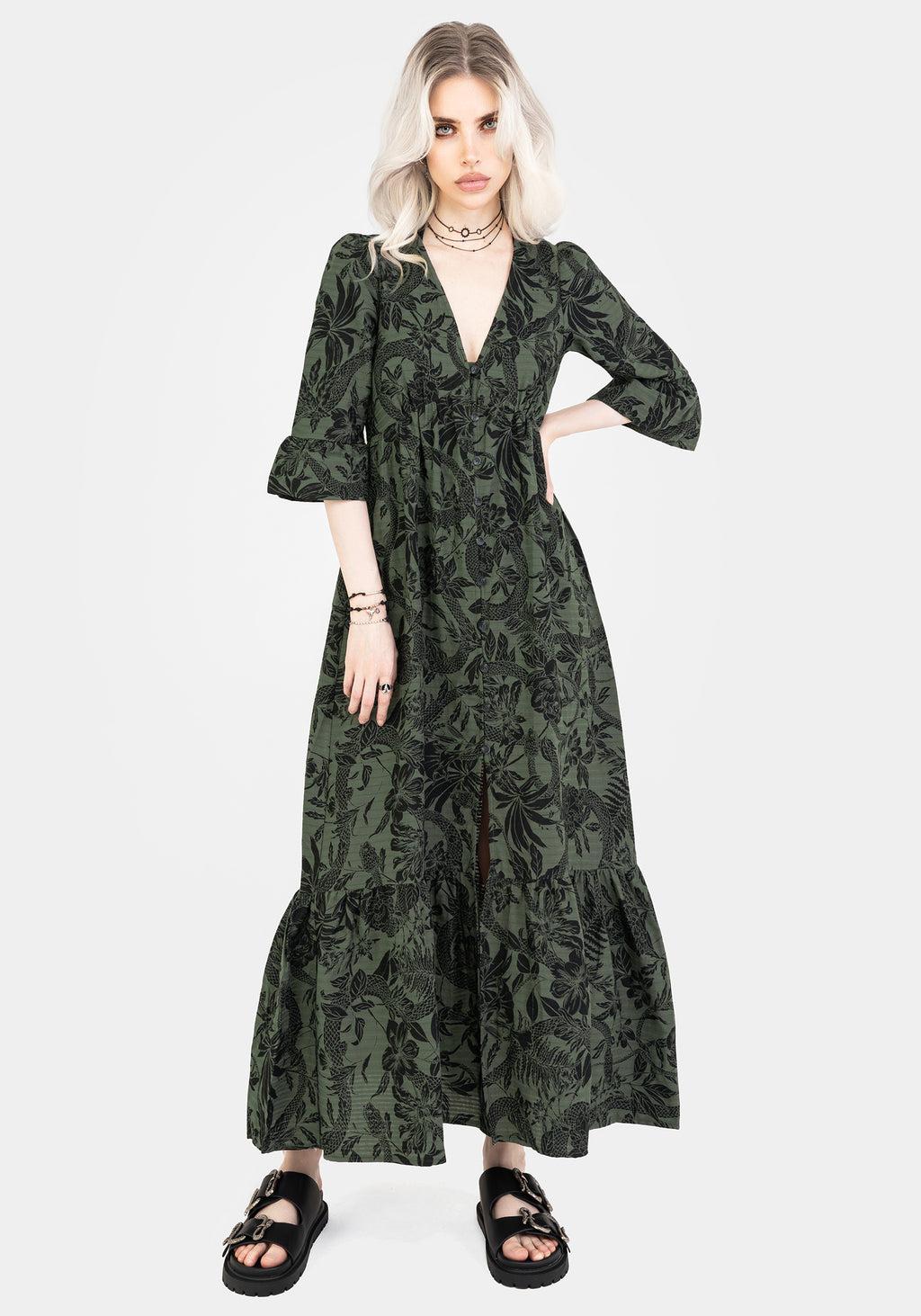 Bashe Cotton Maxi Over Dress - Green Product Image