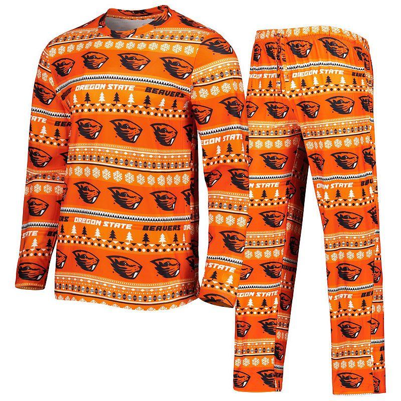 Men's Concepts Sport Orange Oregon State Beavers Swivel Long Sleeve T-Shirt & Pants Sleep Set,  Product Image