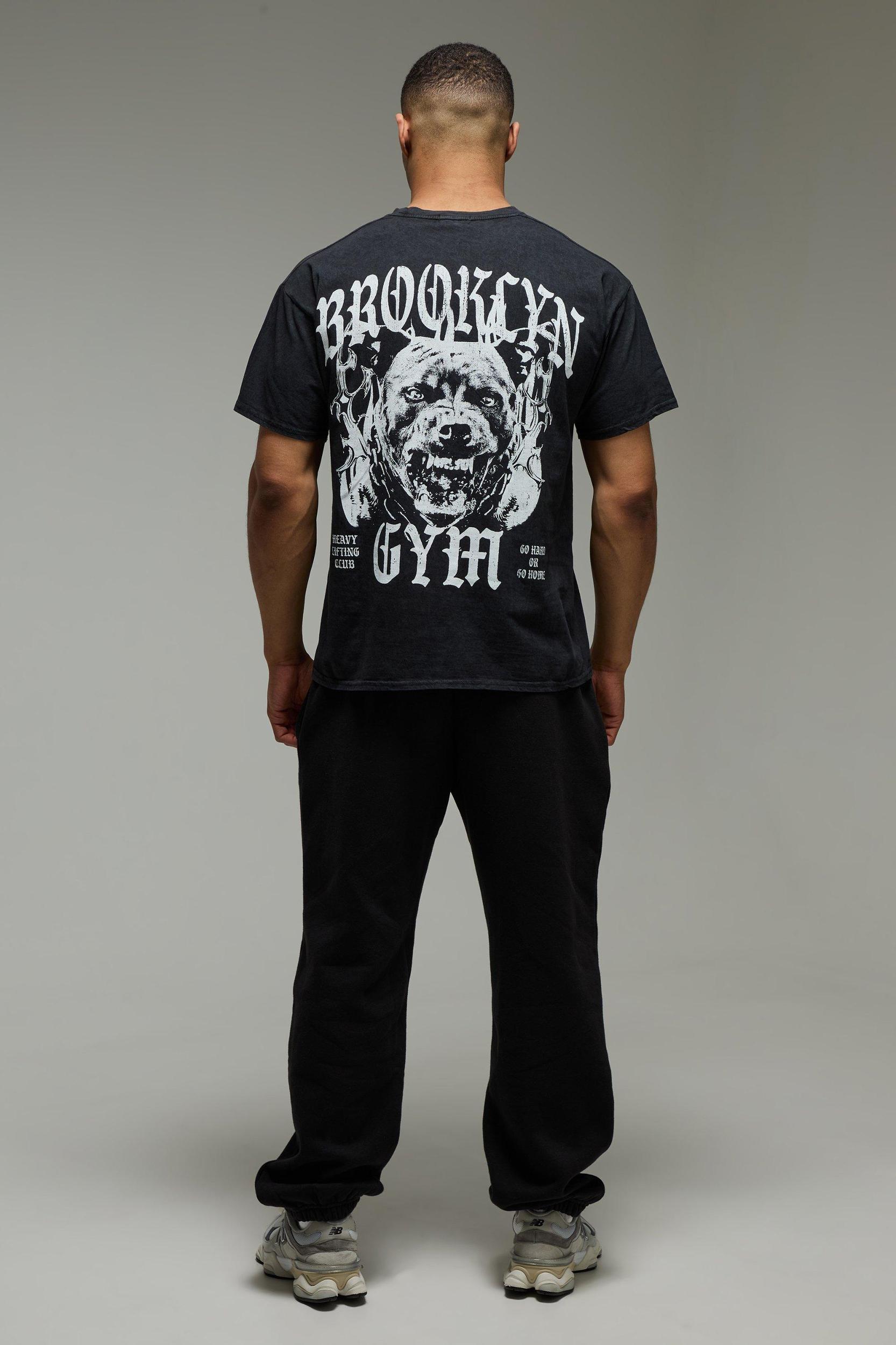 Man Active Washed Brooklyn Workout Oversized T-shirt | boohooMAN USA Product Image