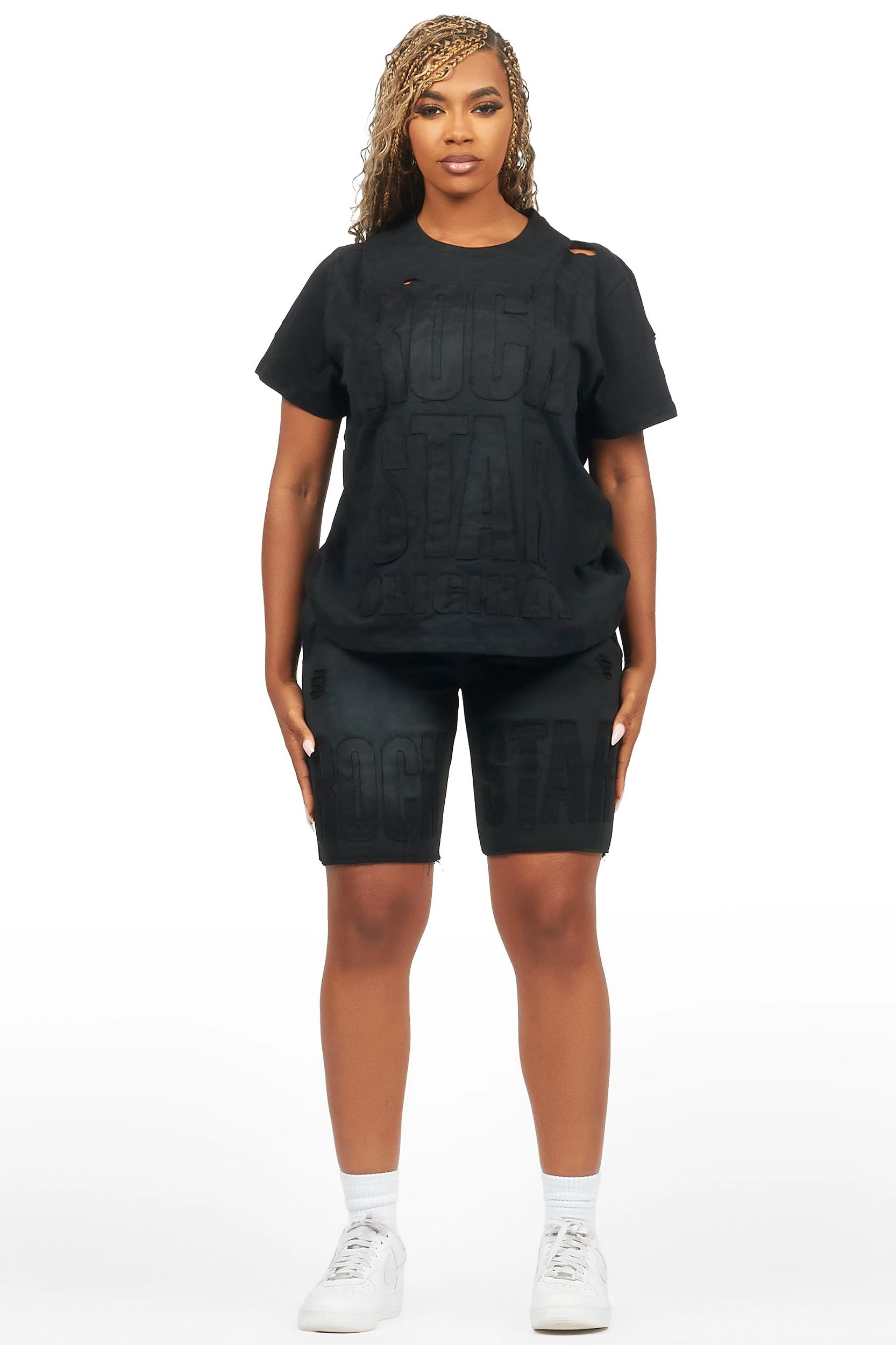 Shantrice Black T-Shirt Short Set Female Product Image